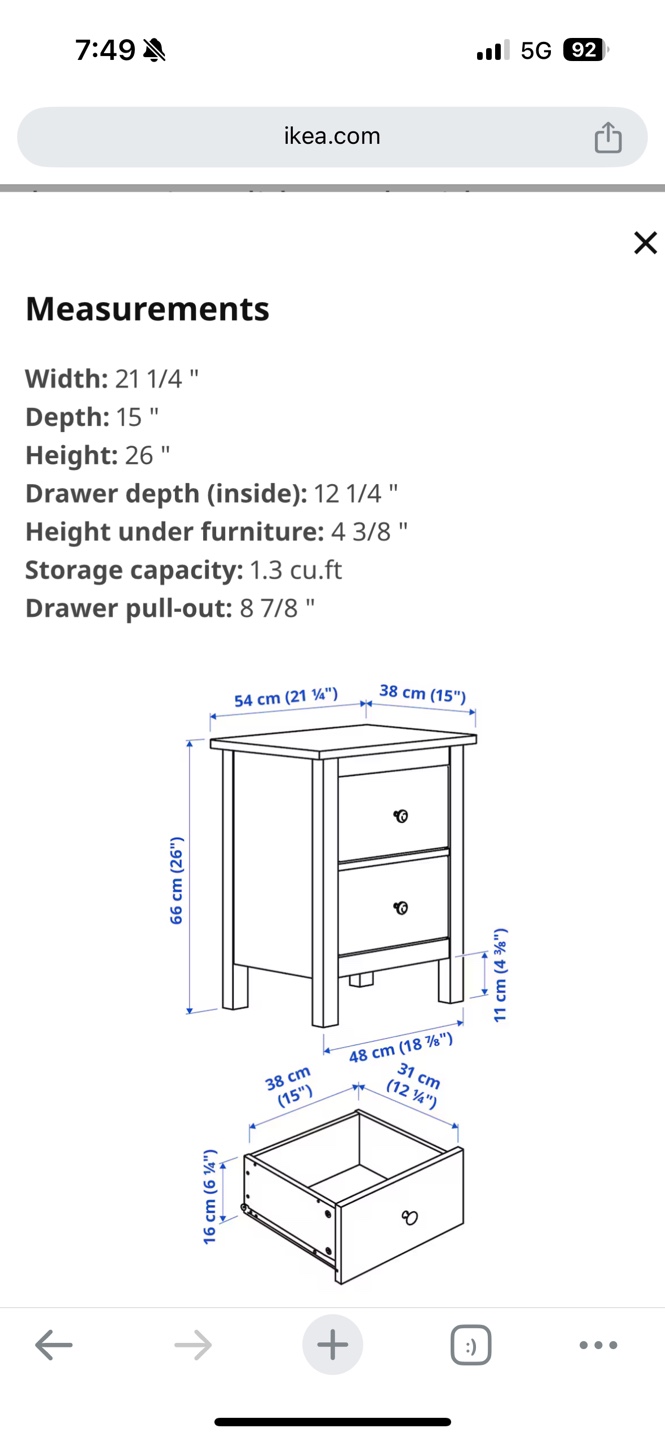 Ikea Hemnes Two-Drawer Nightstand - photo 3