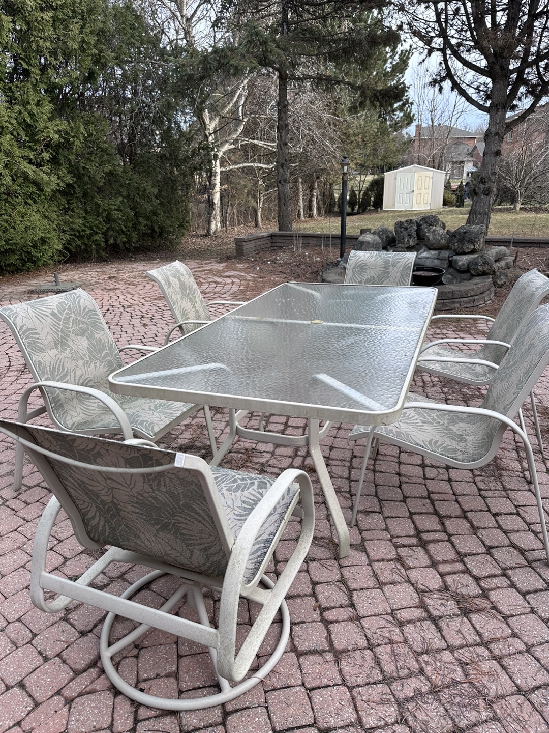 6-Piece Patio Set with Glass Top Table