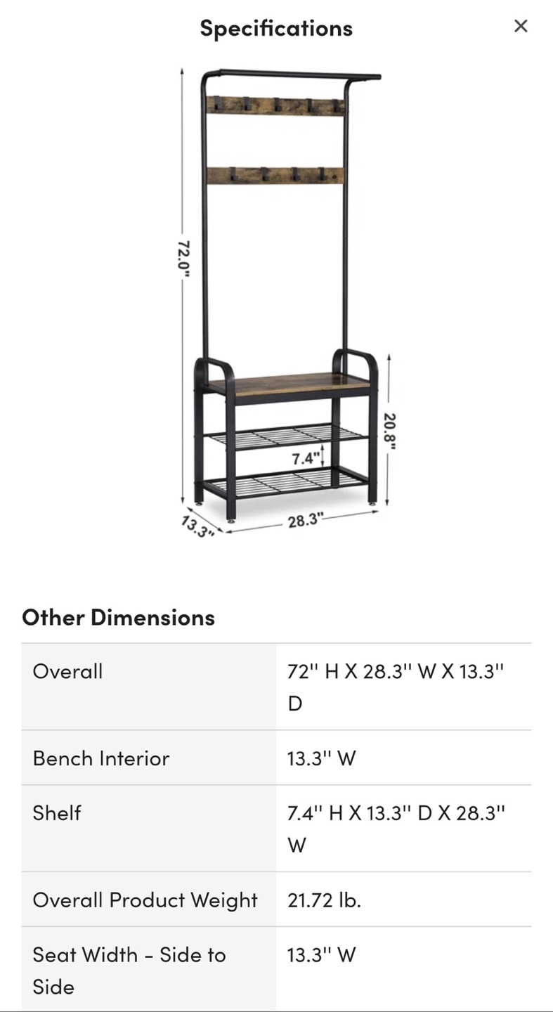 Industrial Style coat Rack with Shoe storage - photo 4