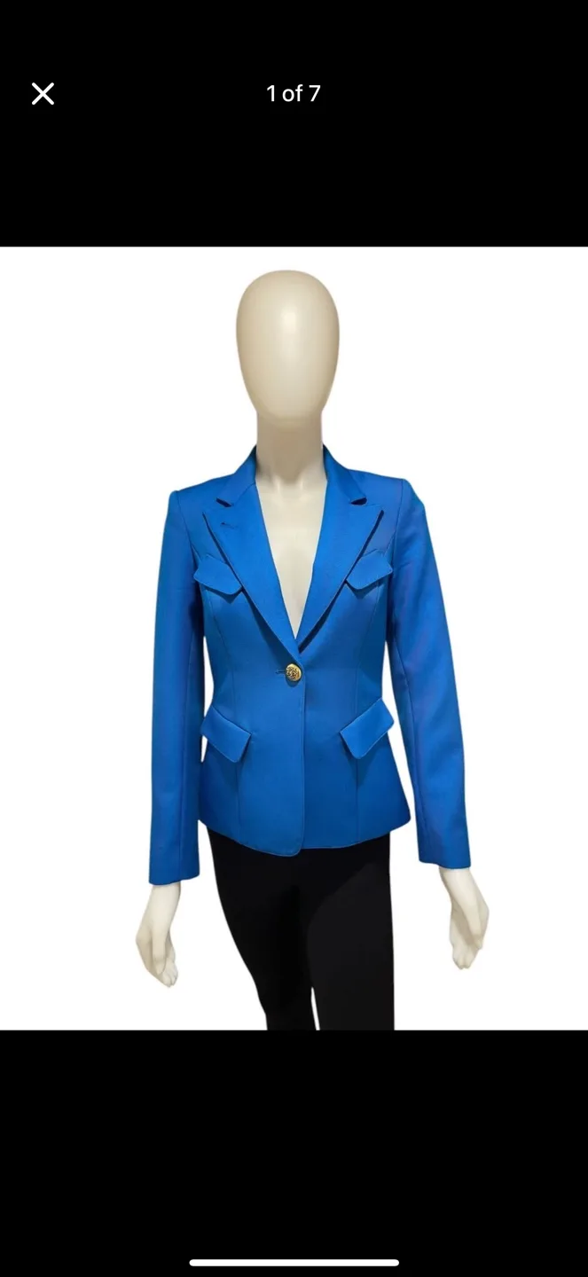 SMYTHE Wool Blazer in Blue with Gold Buttons, Size 4 thumbnail