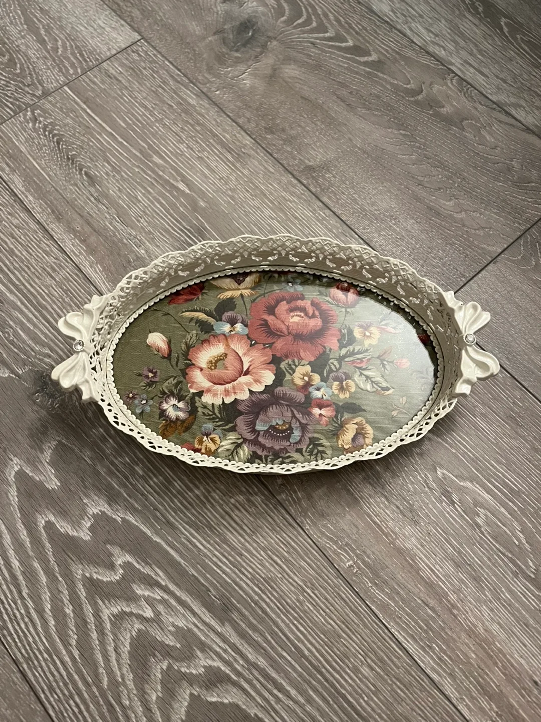 Oval Decorative Tray with Floral Design #freecycle image indicator(2)