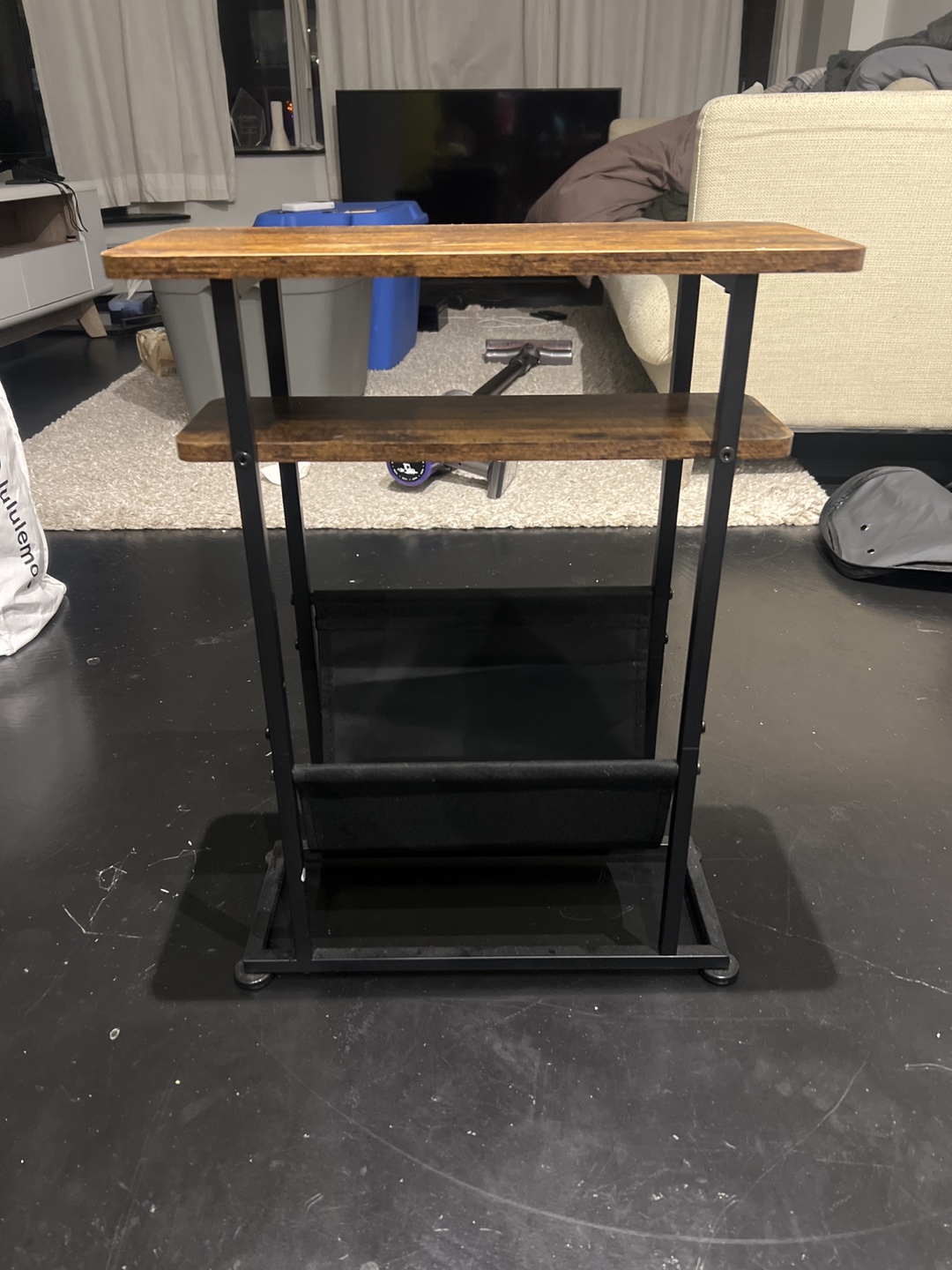 Rustic Industrial Side Table with Storage
