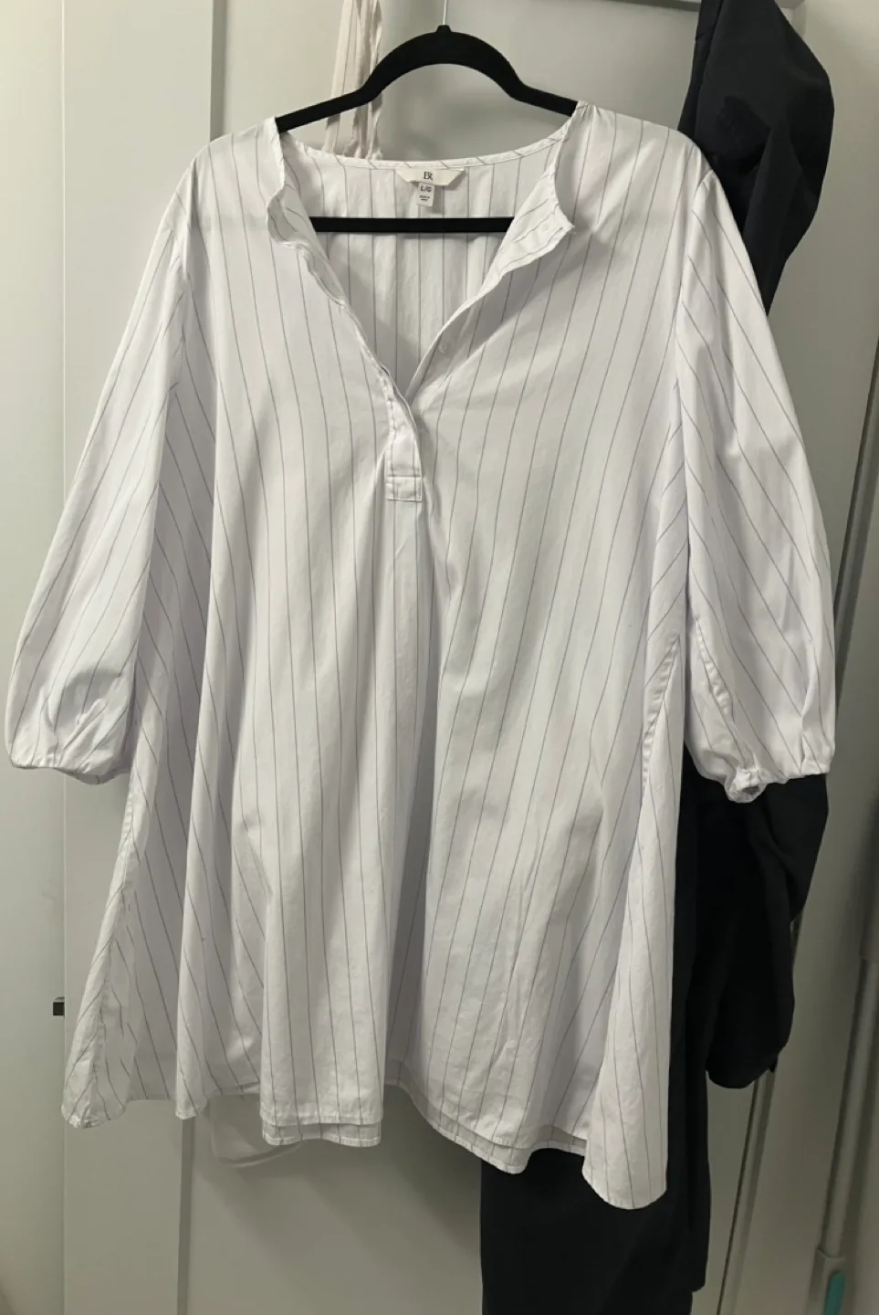 Women's White Striped Blouse, Size L/XL thumbnail