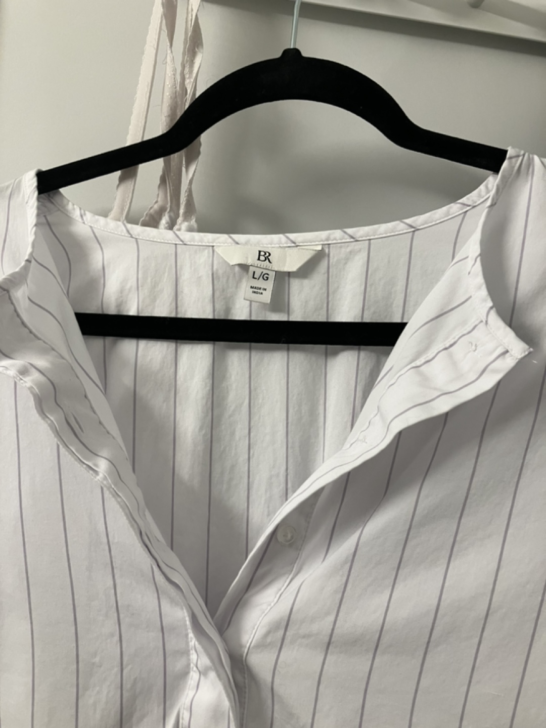 Women's White Striped Blouse, Size L/XL - photo 2