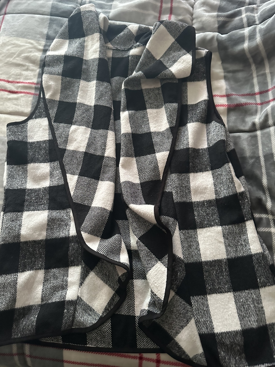 Women's Black and White Buffalo Check Vest - Size XL - photo 2