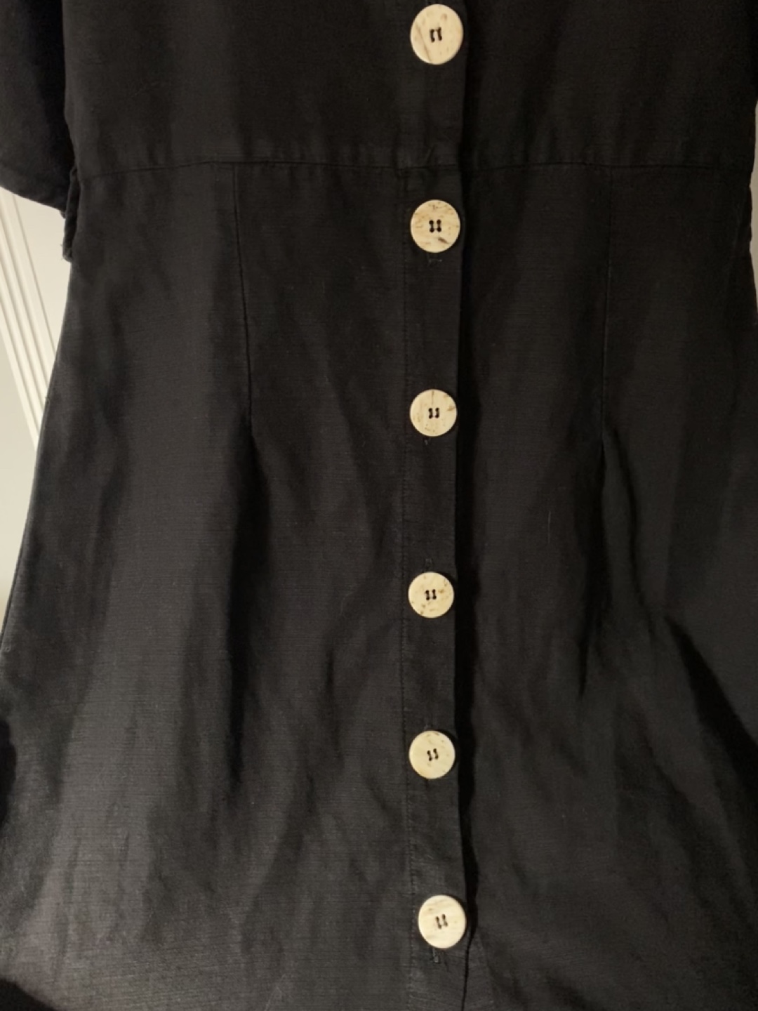 Zara black linen button-up mini dress size xs - photo 3