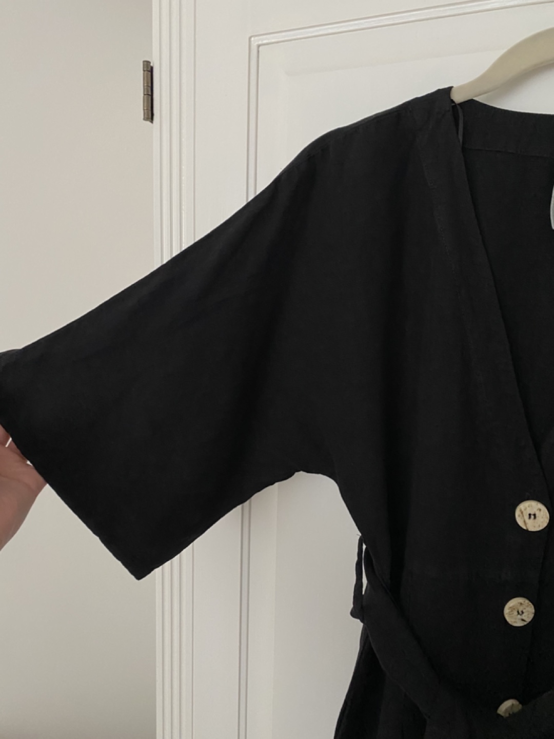 Zara black linen button-up mini dress size xs - photo 4