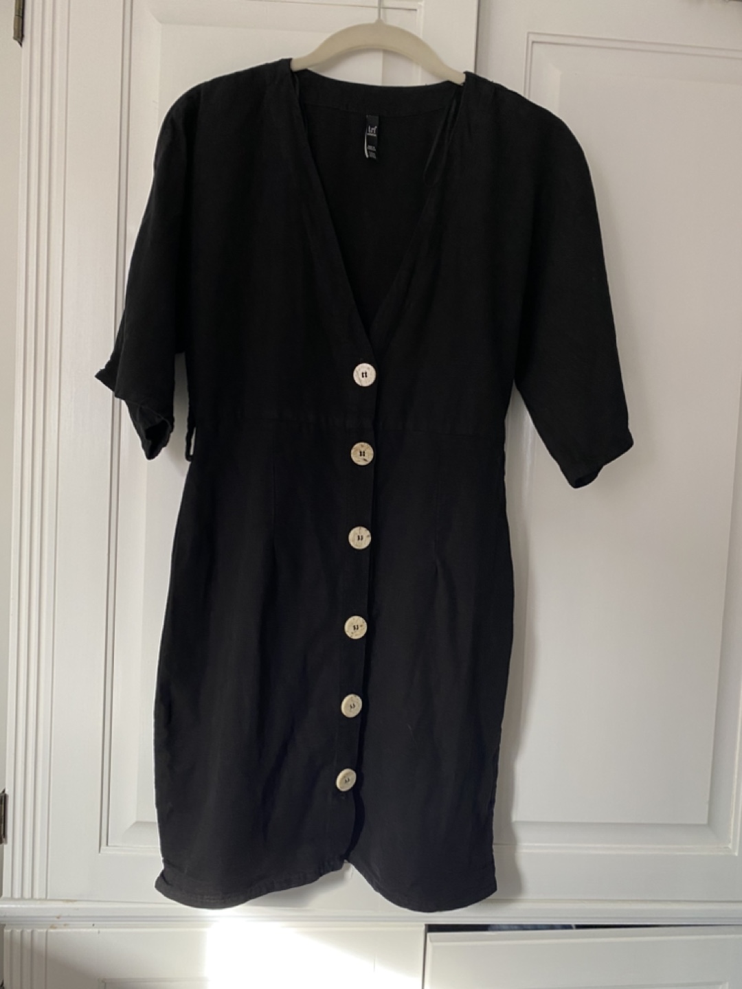 Zara black linen button-up mini dress size xs