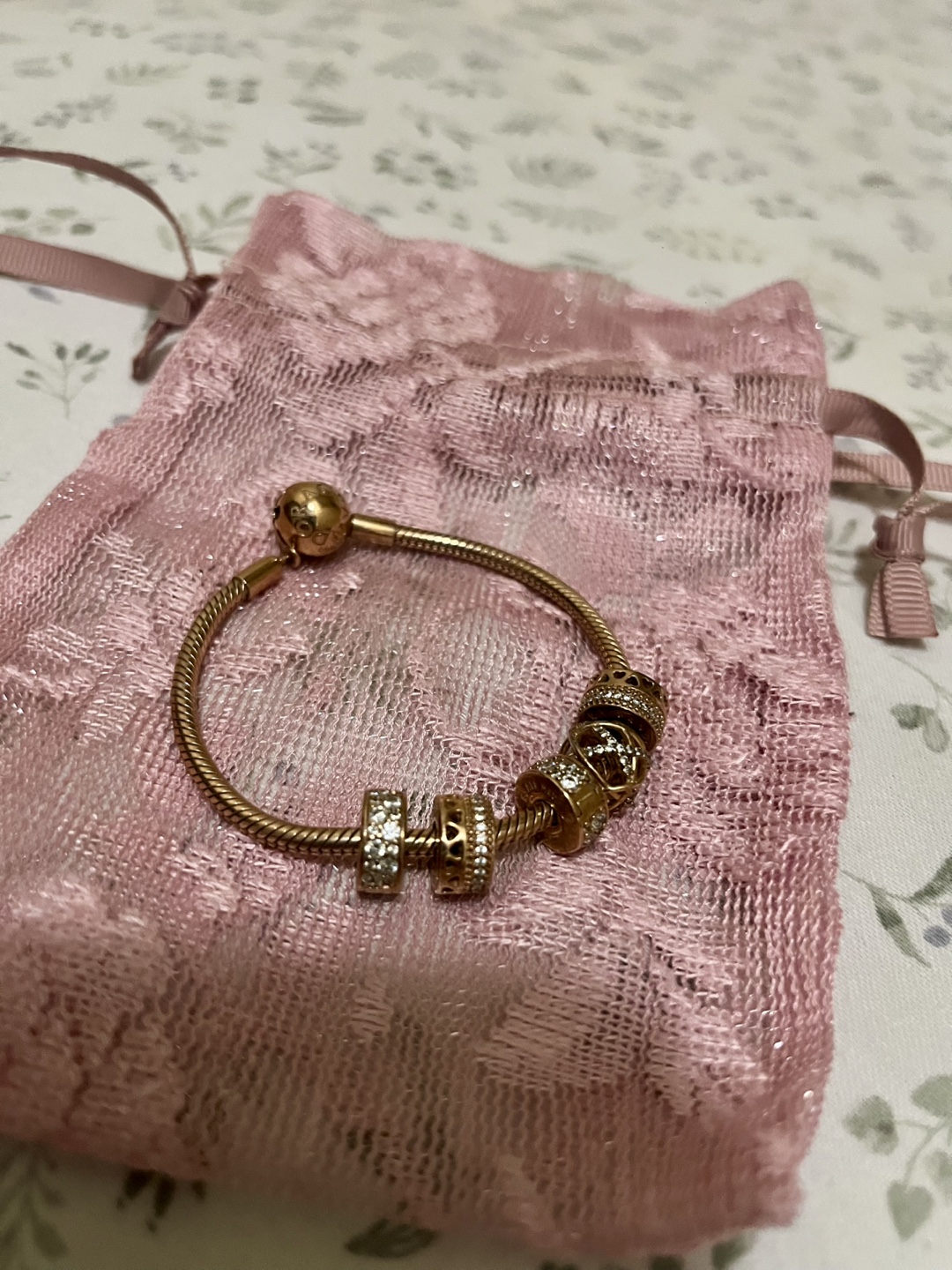 Pandora Rose Gold Bracelet with Charms