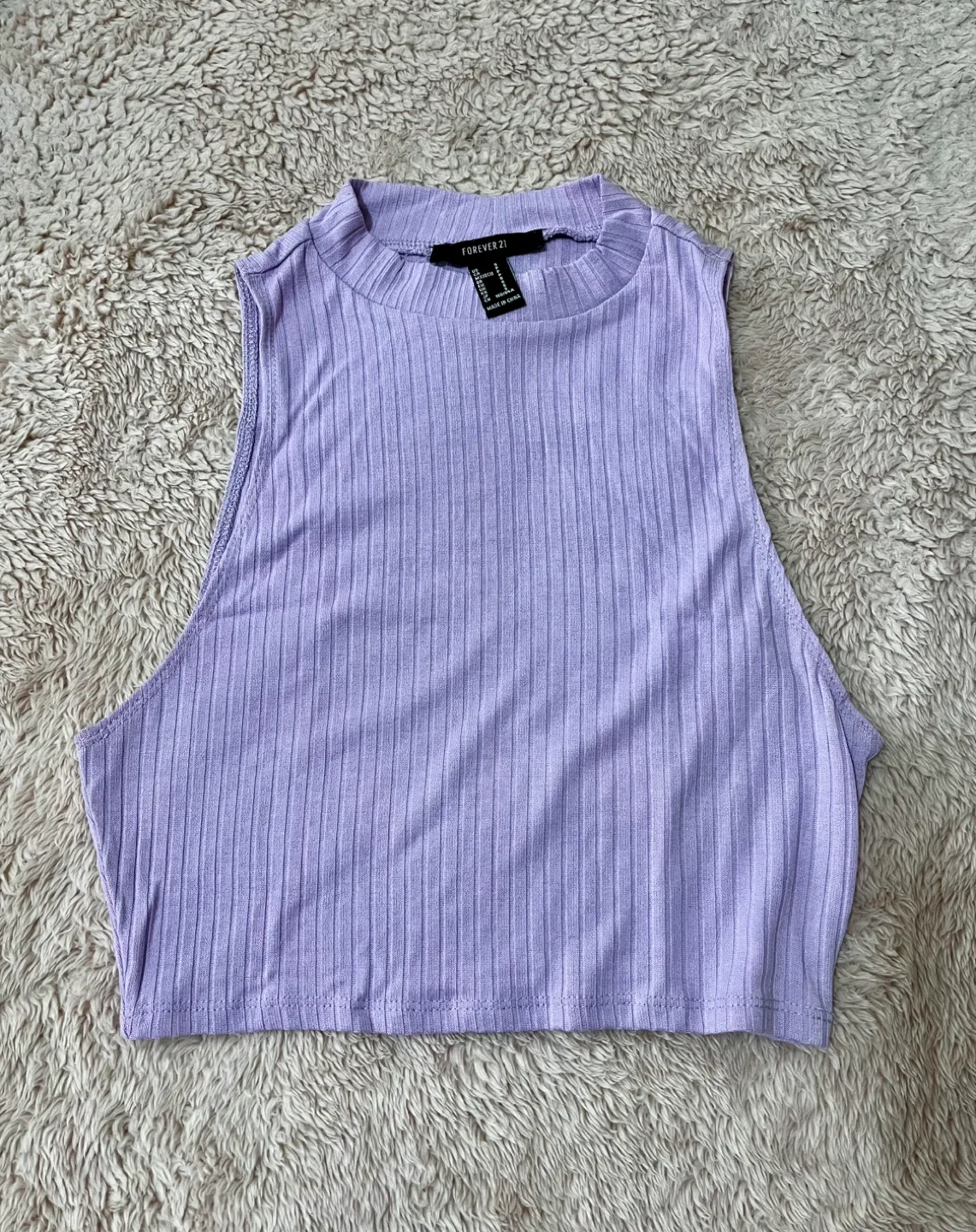 Lavender Ribbed Sleeveless Crop Top thumbnail