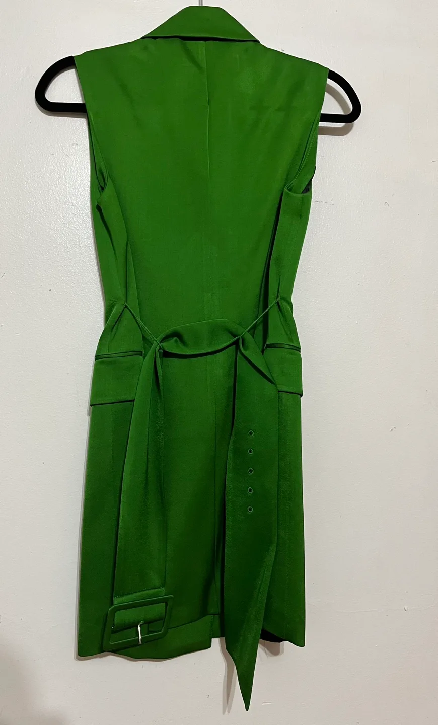 New Zara Green Belted Sleeveless Blazer Dress XS image indicator(4)