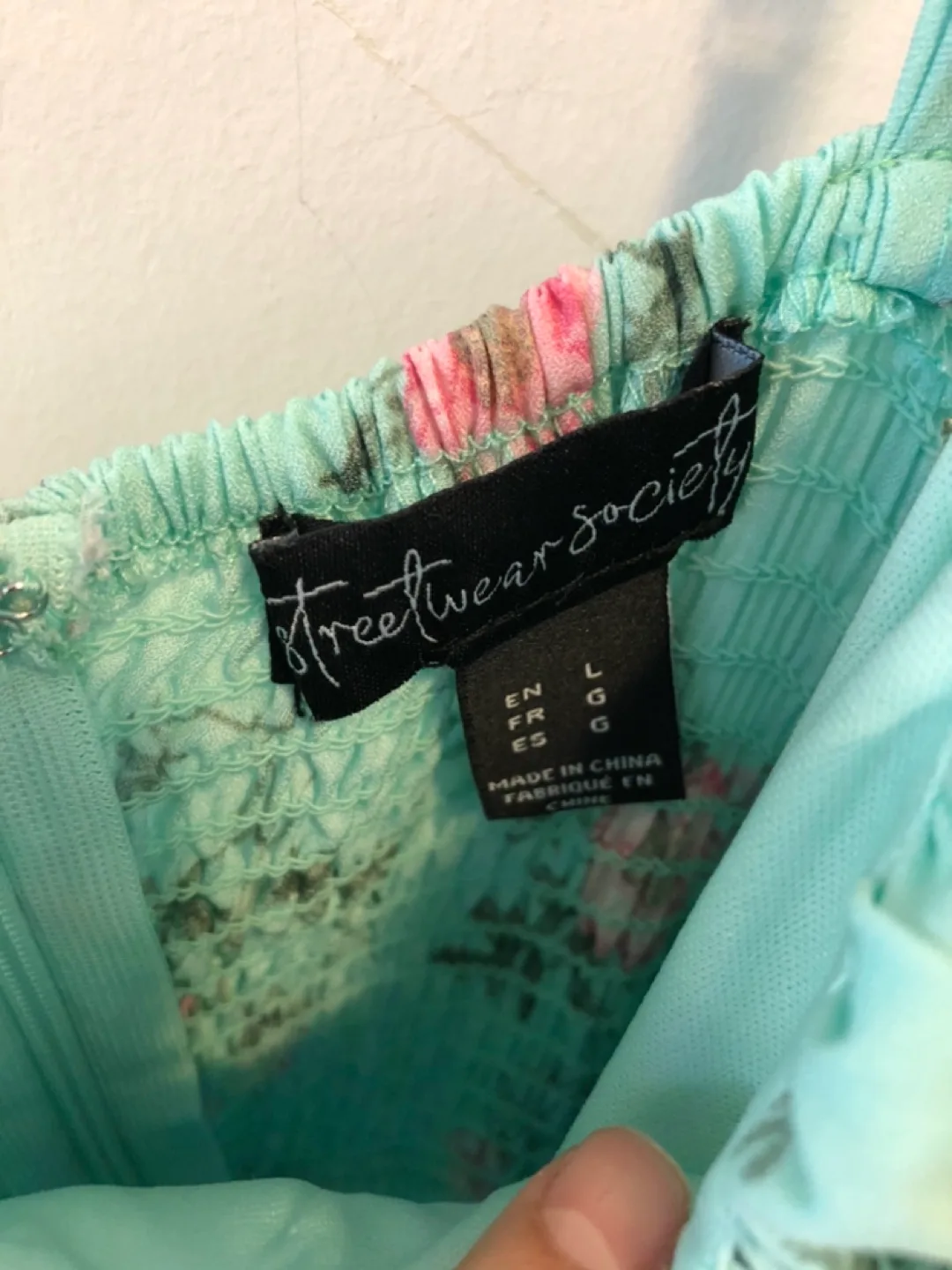 Streetwear Society Maxi Dress, Mint Green Floral, Size Large image indicator(3)