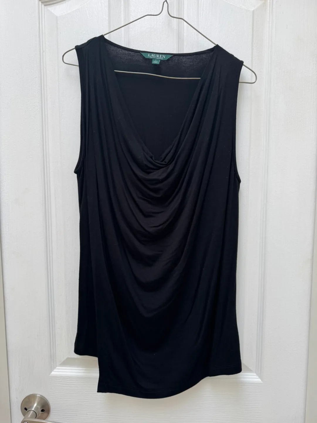 Lauren Ralph Lauren Black Draped Sleeveless Top - Size L thumbnail