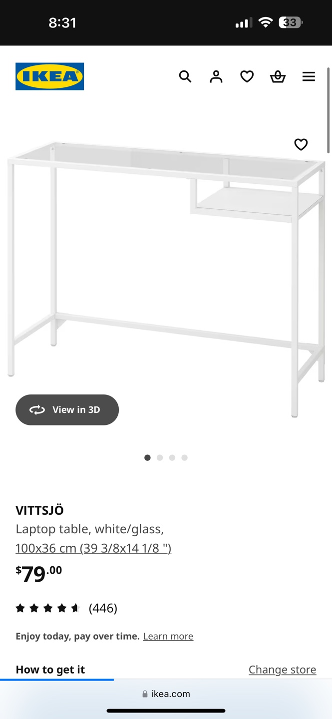 IKEA VITTSJÖ Laptop Table - White/Glass - photo 4