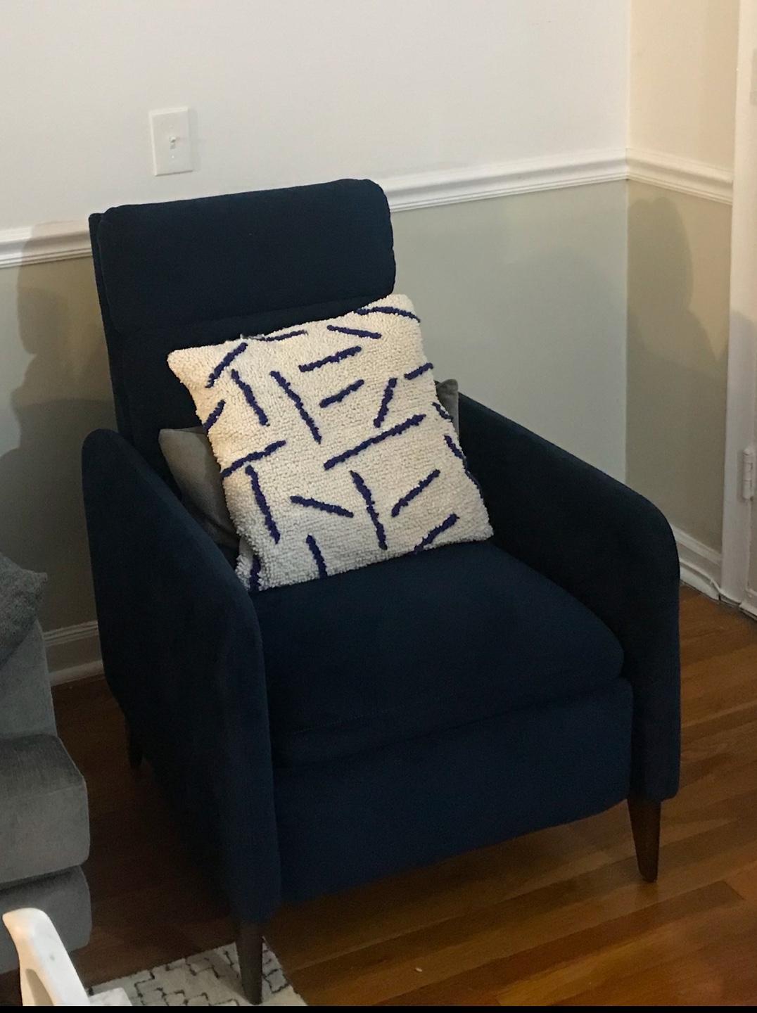 West Elm Lewis Ink Blue recliner - photo 2