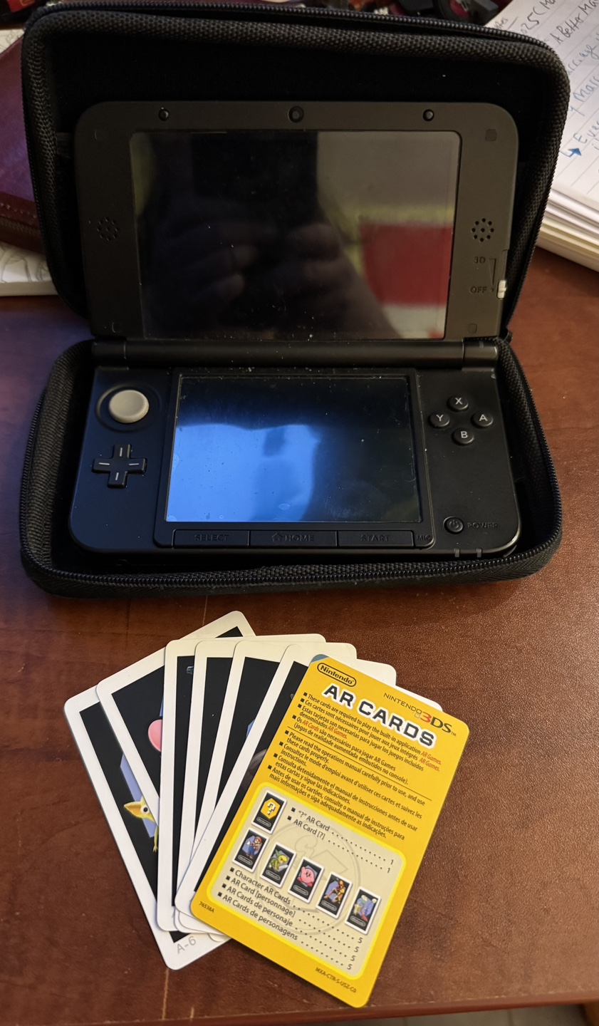 Nintendo 3DS with Case and AR Cards