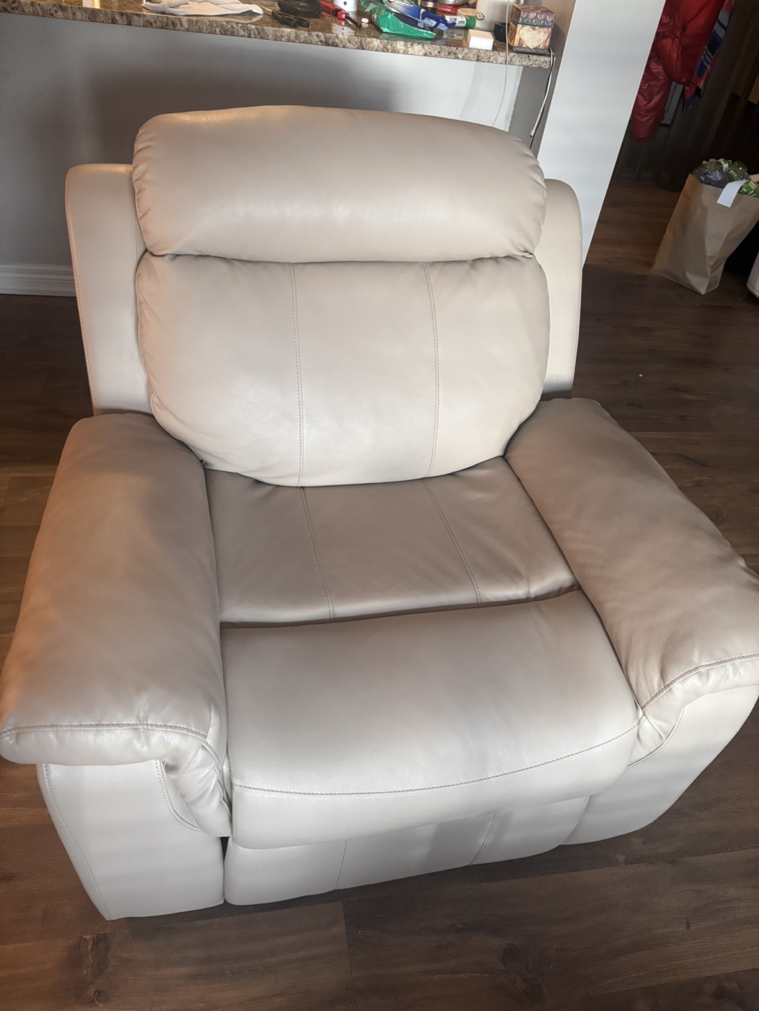 Beige Leather Recliner