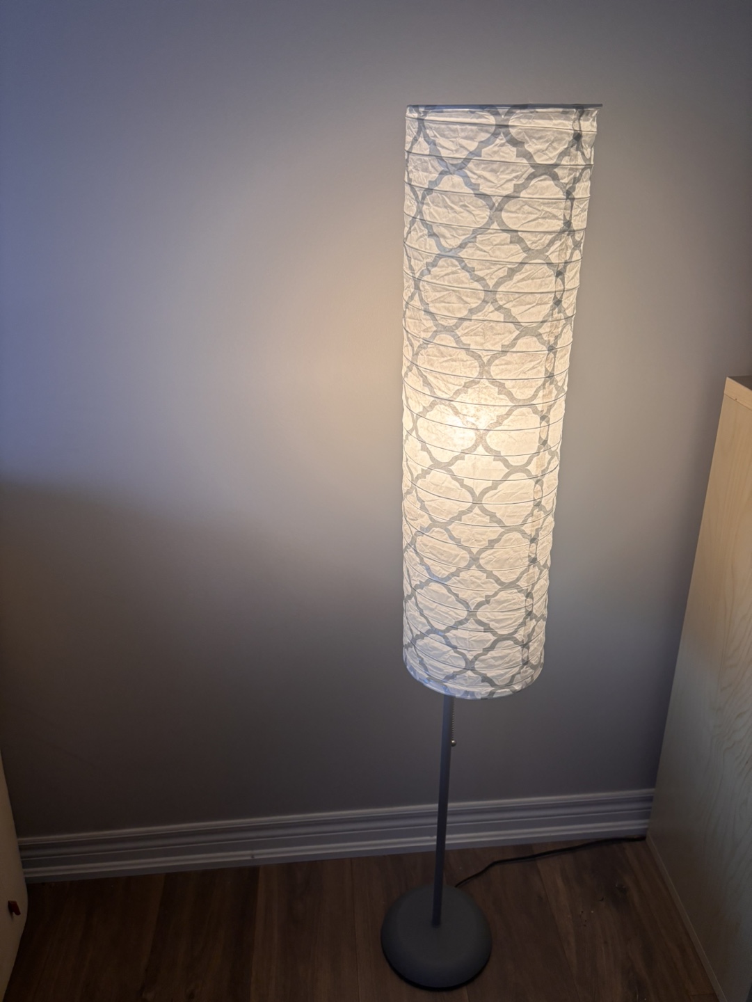 Floor Lamp with Grey Patterned Shade