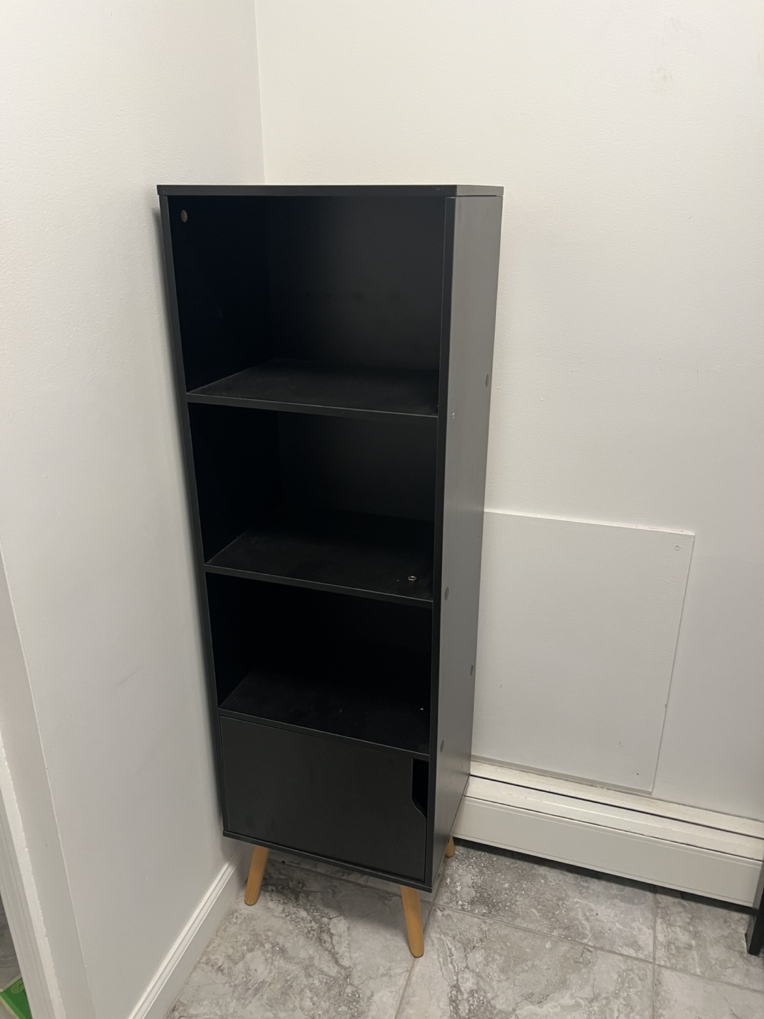 Black 3-Shelf Bookcase with Cabinet