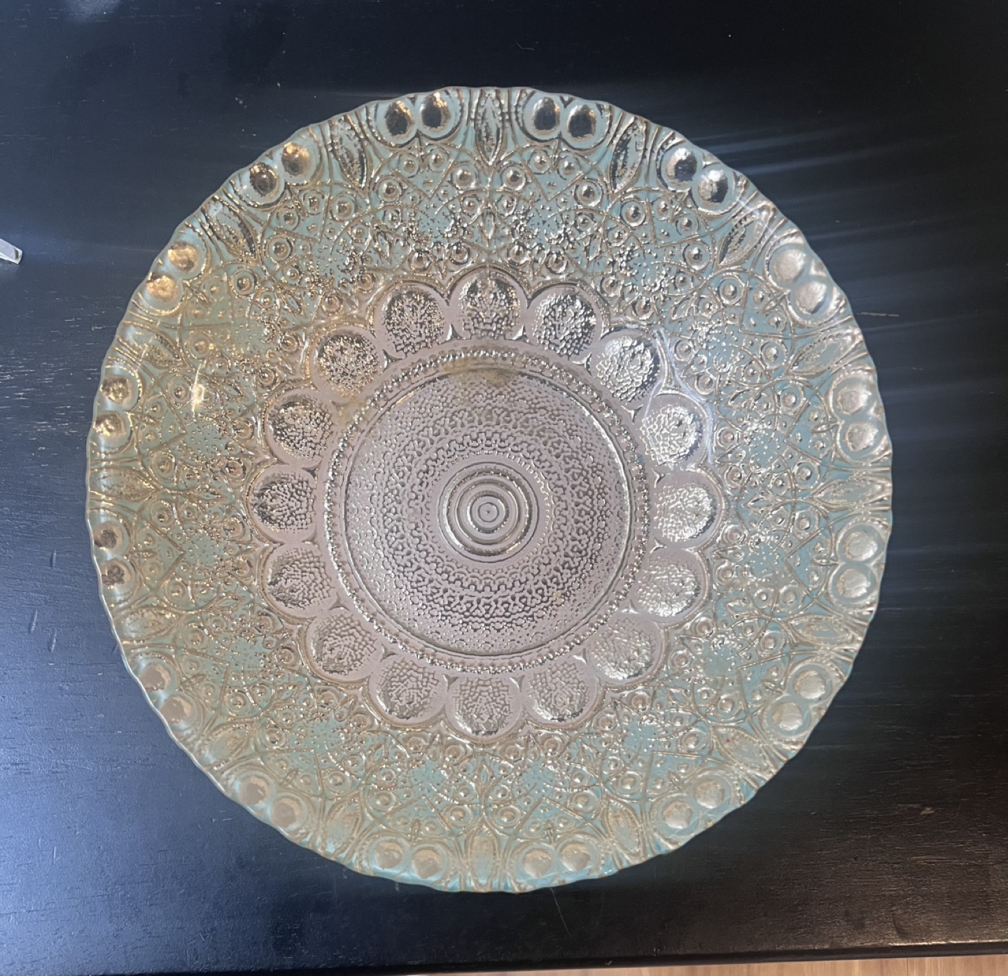Elegant Glass Decorative Bowl, Mint Green and Silver - photo 2