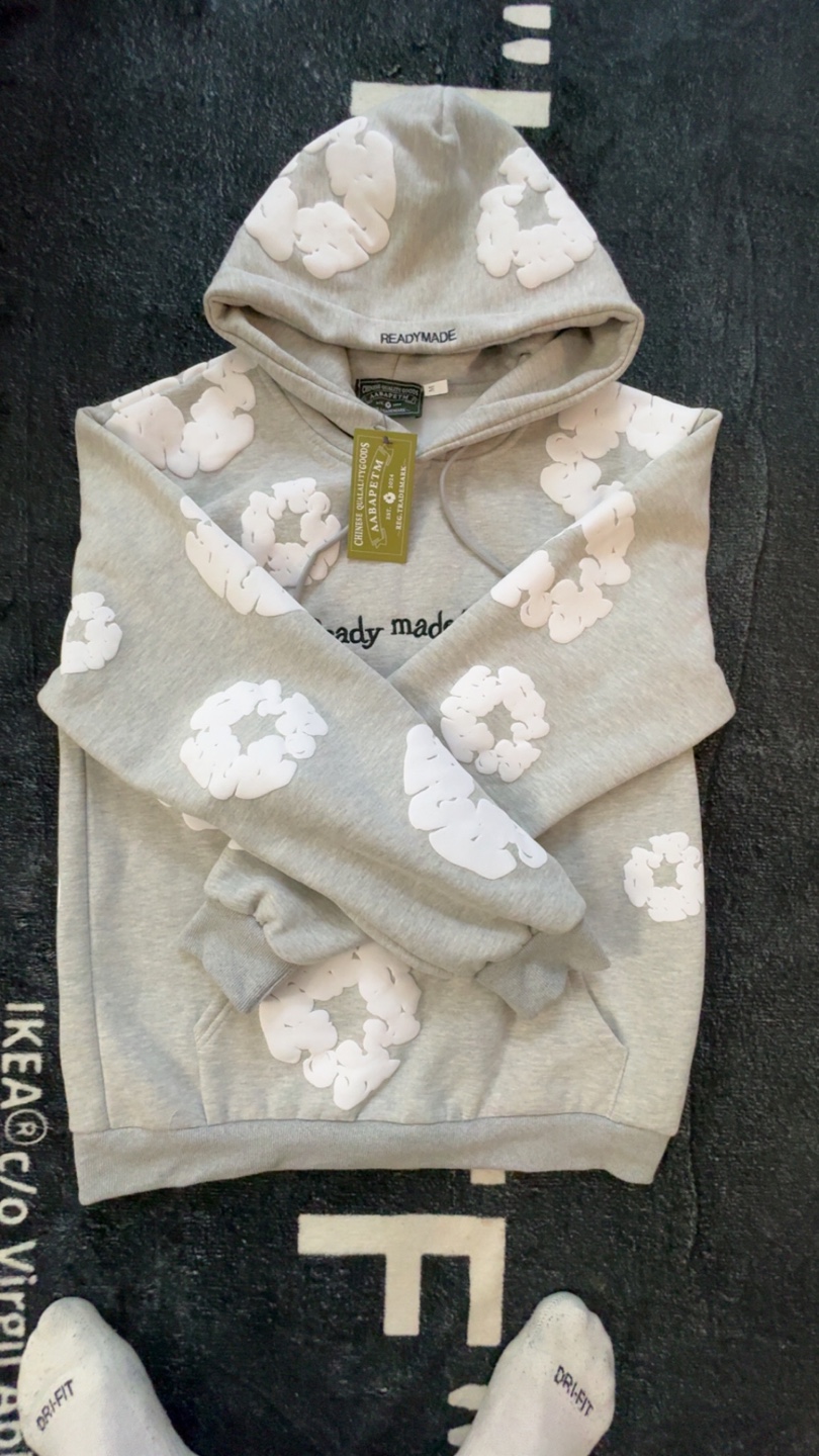 Grey denim tear hoodie - photo 2