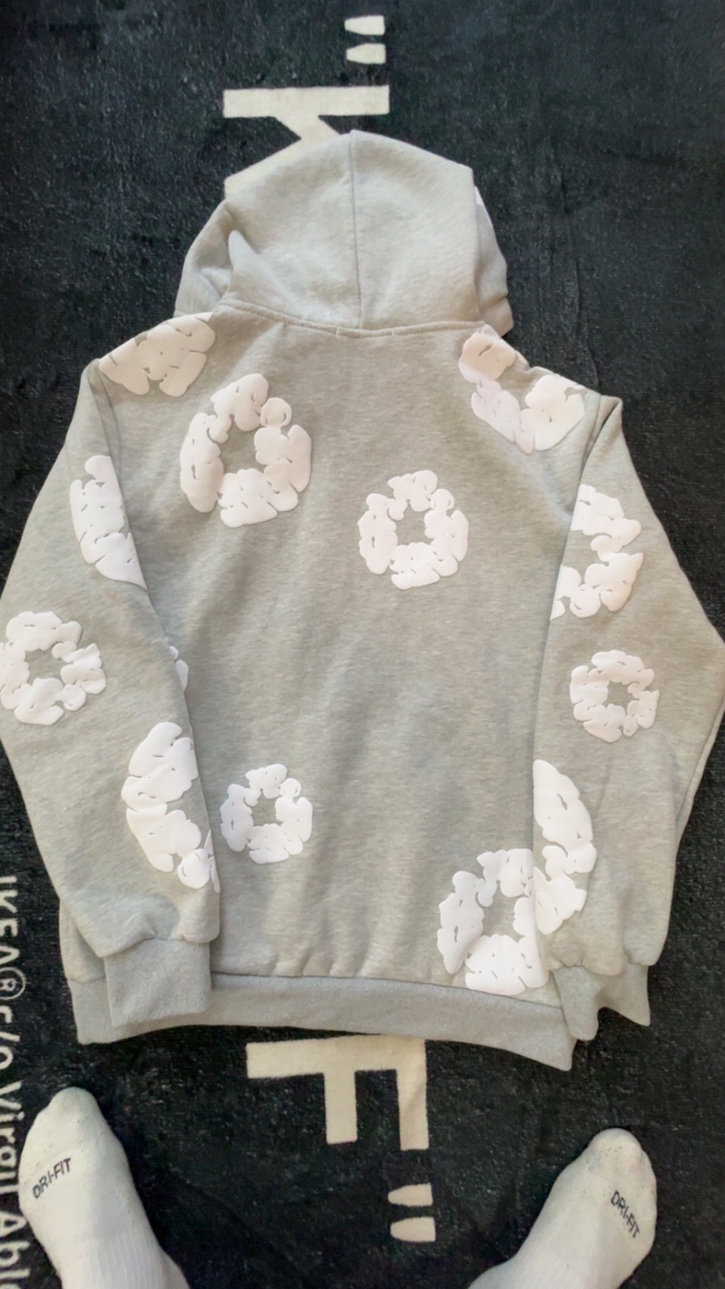 Grey denim tear hoodie - photo 3