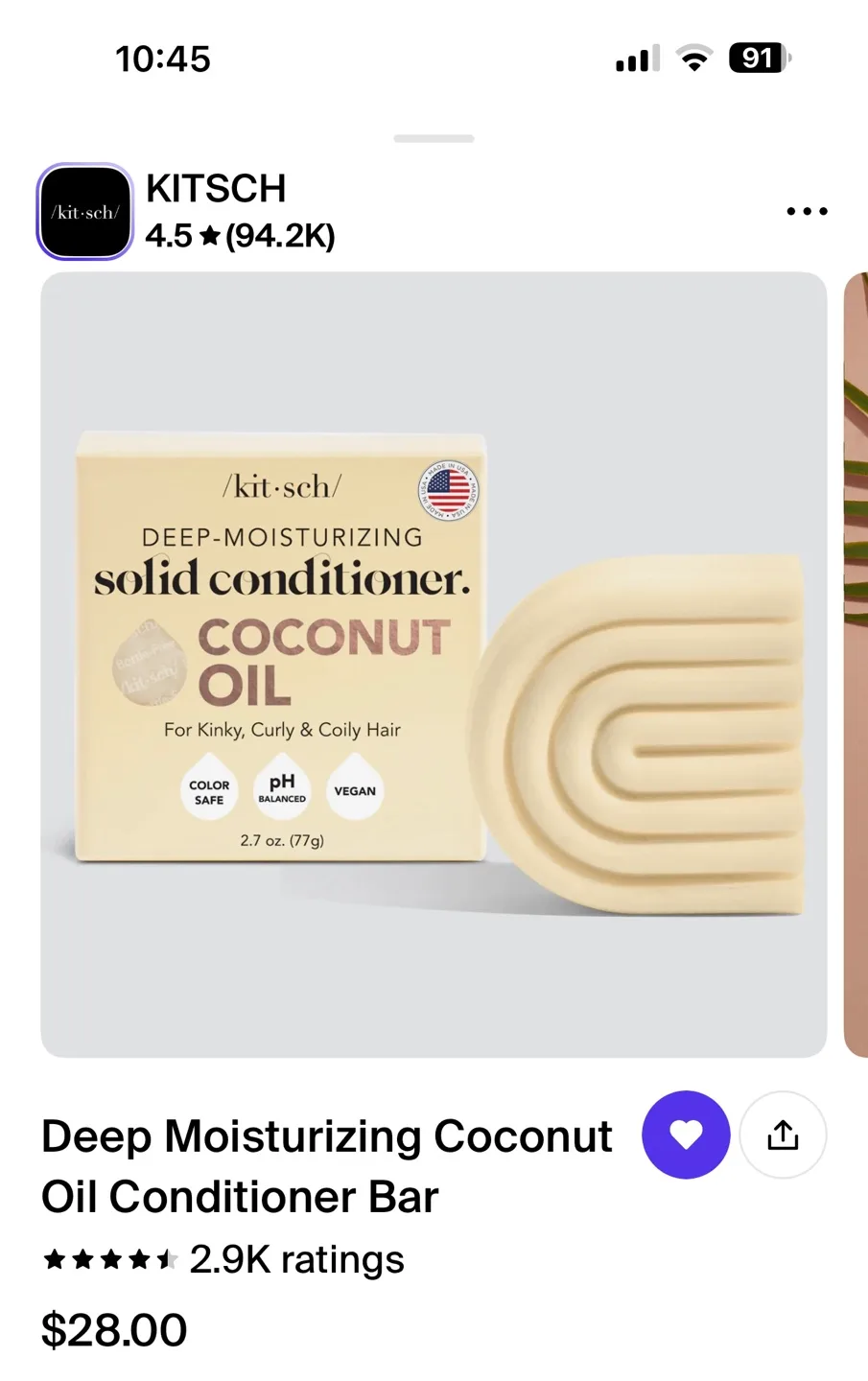 Kitsch Castor Oil & Coconut Oil Solid Shampoo and Conditioner image indicator(2)