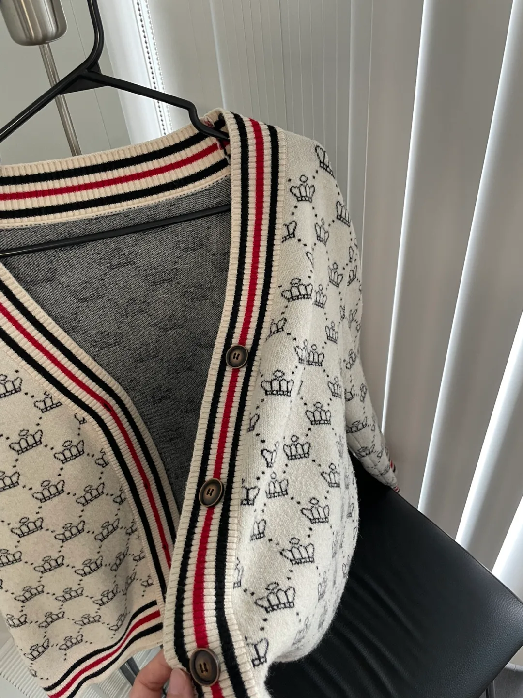 Cream Crown Cardigan Sweater image indicator(3)