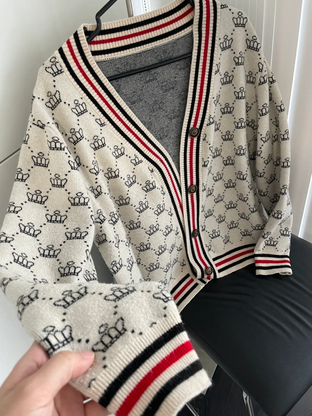 Cream Crown Cardigan Sweater image indicator(4)