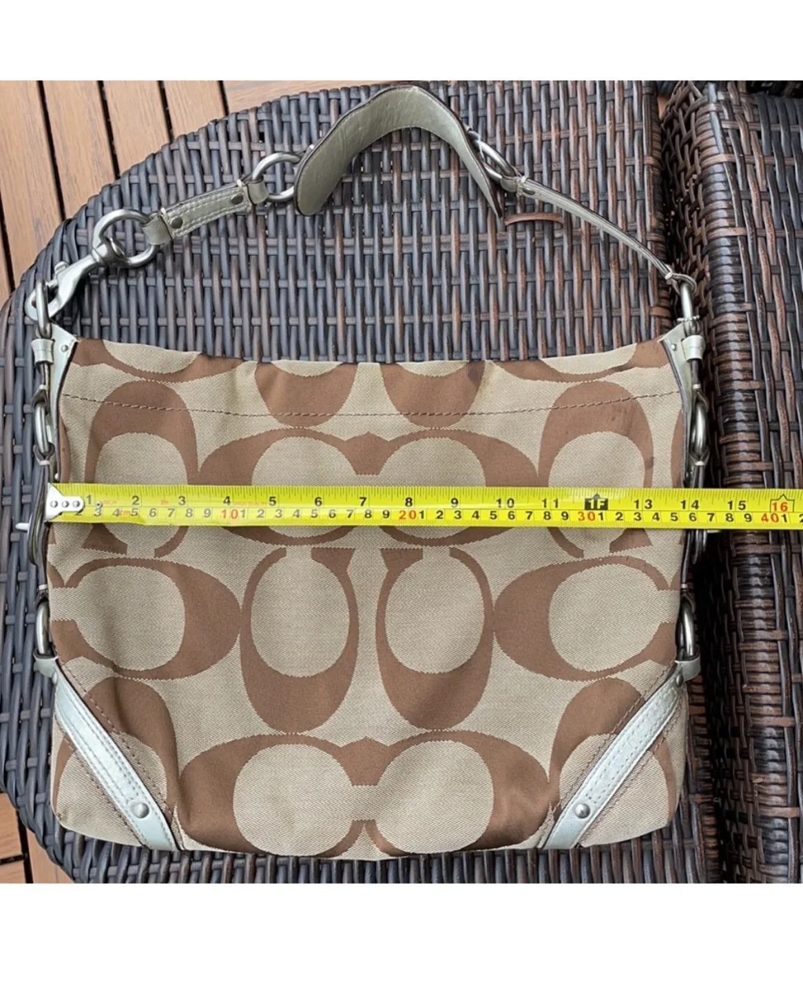 Coach Signature C Brown Beige Shoulder Bag image indicator(3)