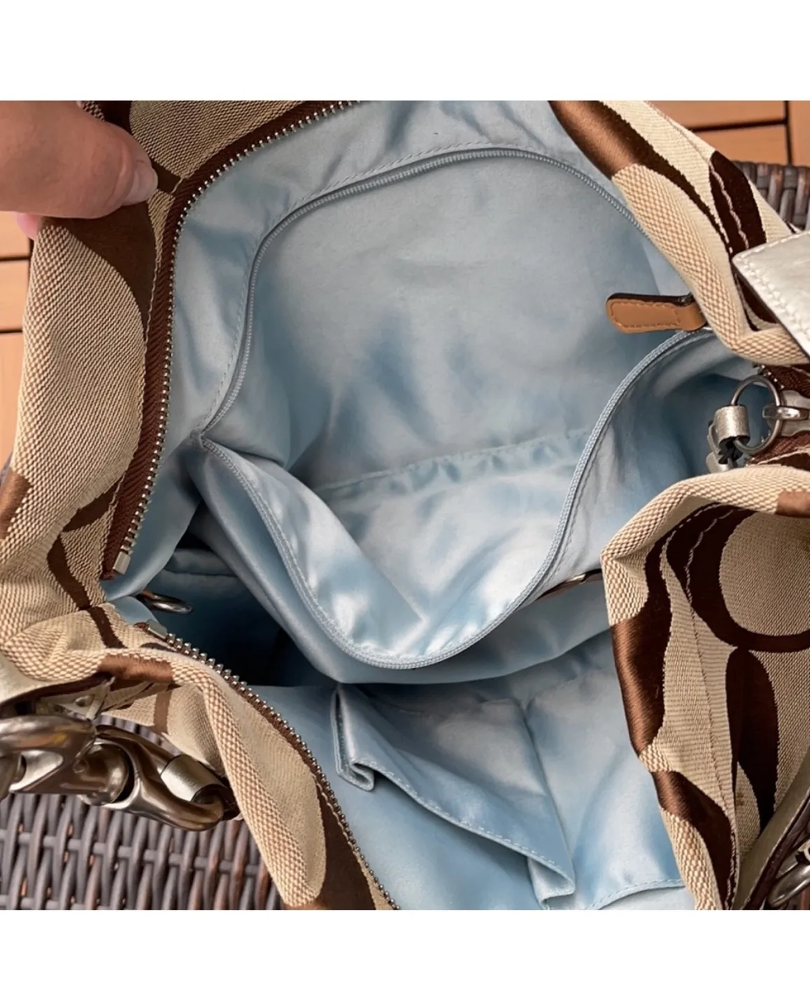 Coach Signature C Brown Beige Shoulder Bag image indicator(6)