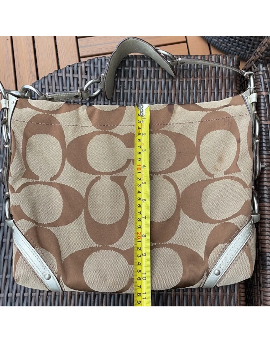 Coach Signature C Brown Beige Shoulder Bag image indicator(4)