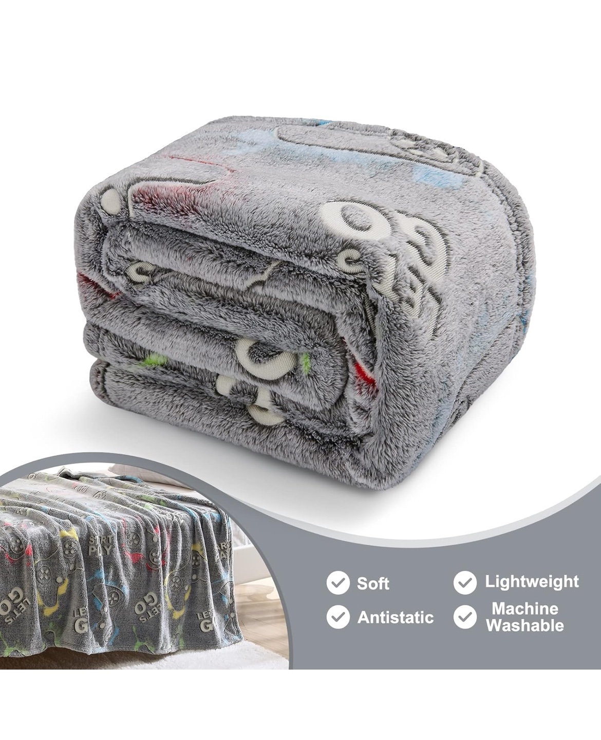 ••BRAND NEW••Glow-in-the-Dark Gamer Throw Blanket - photo 4
