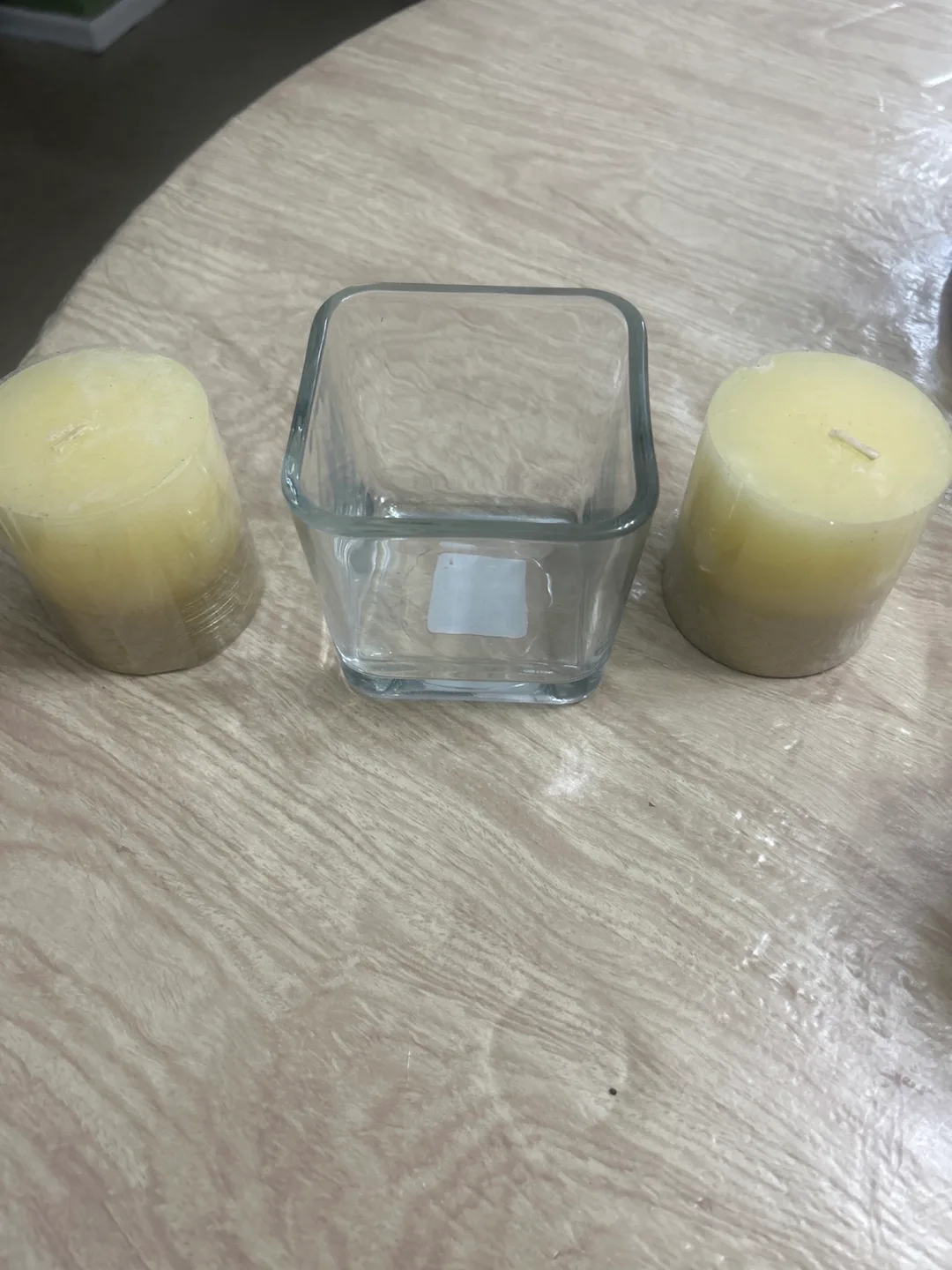 Glass Candle Holder with Two Candles # Freecycle thumbnail