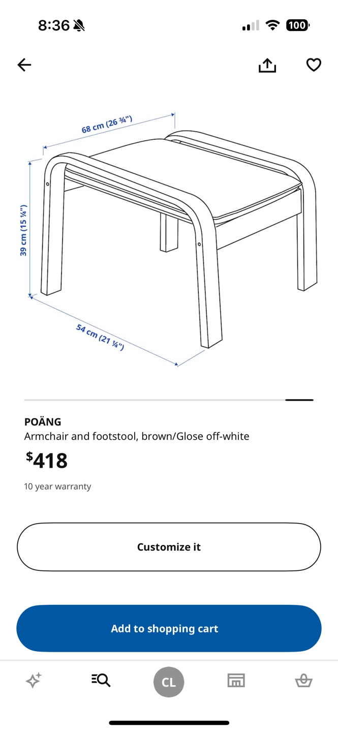 IKEA POÄNG Armchair and Footstool - photo 4