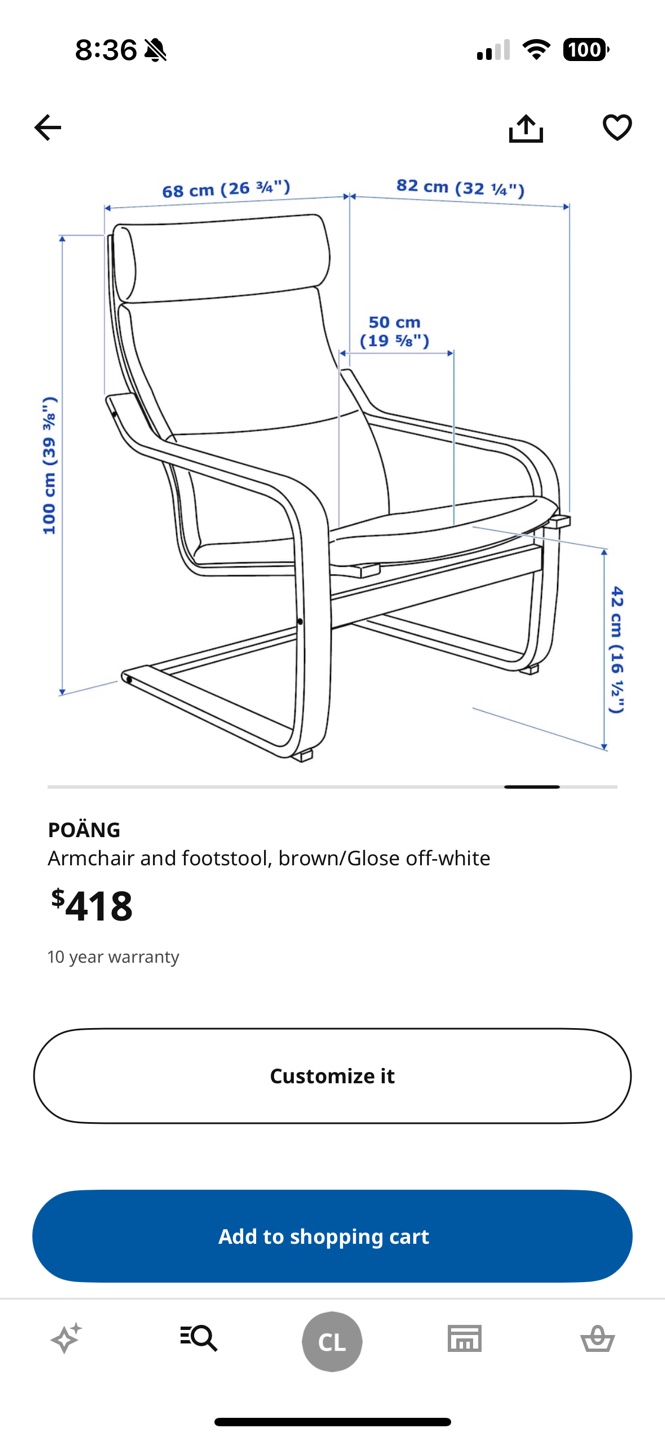 IKEA POÄNG Armchair and Footstool - photo 3