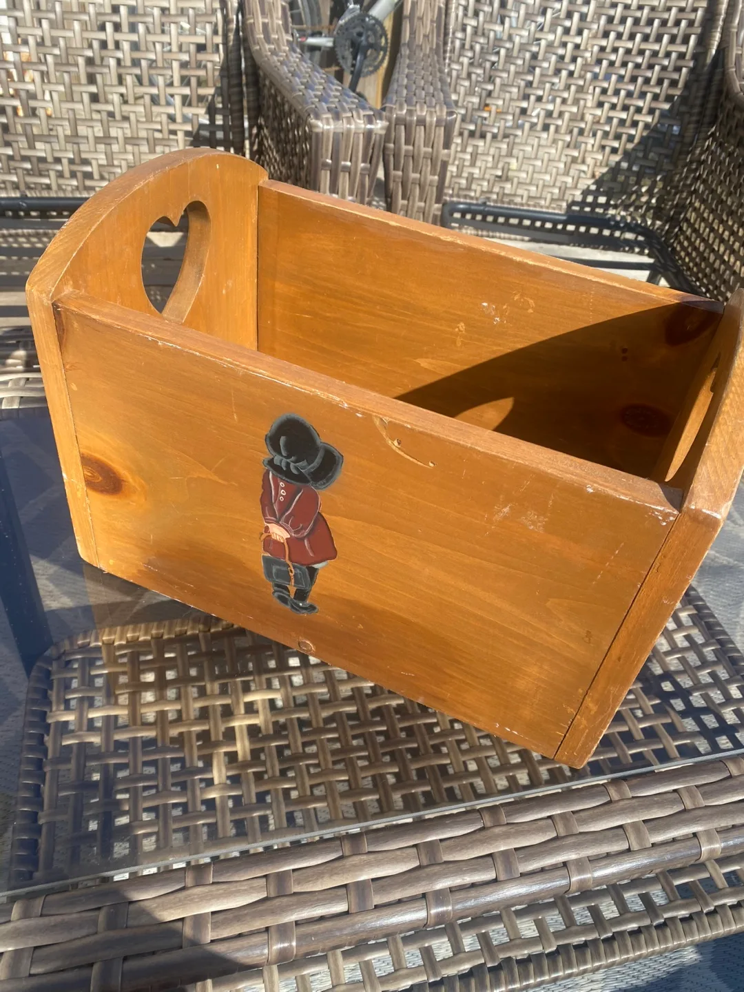 Vintage Wooden Storage Box with Hand-Painted Amish Children thumbnail