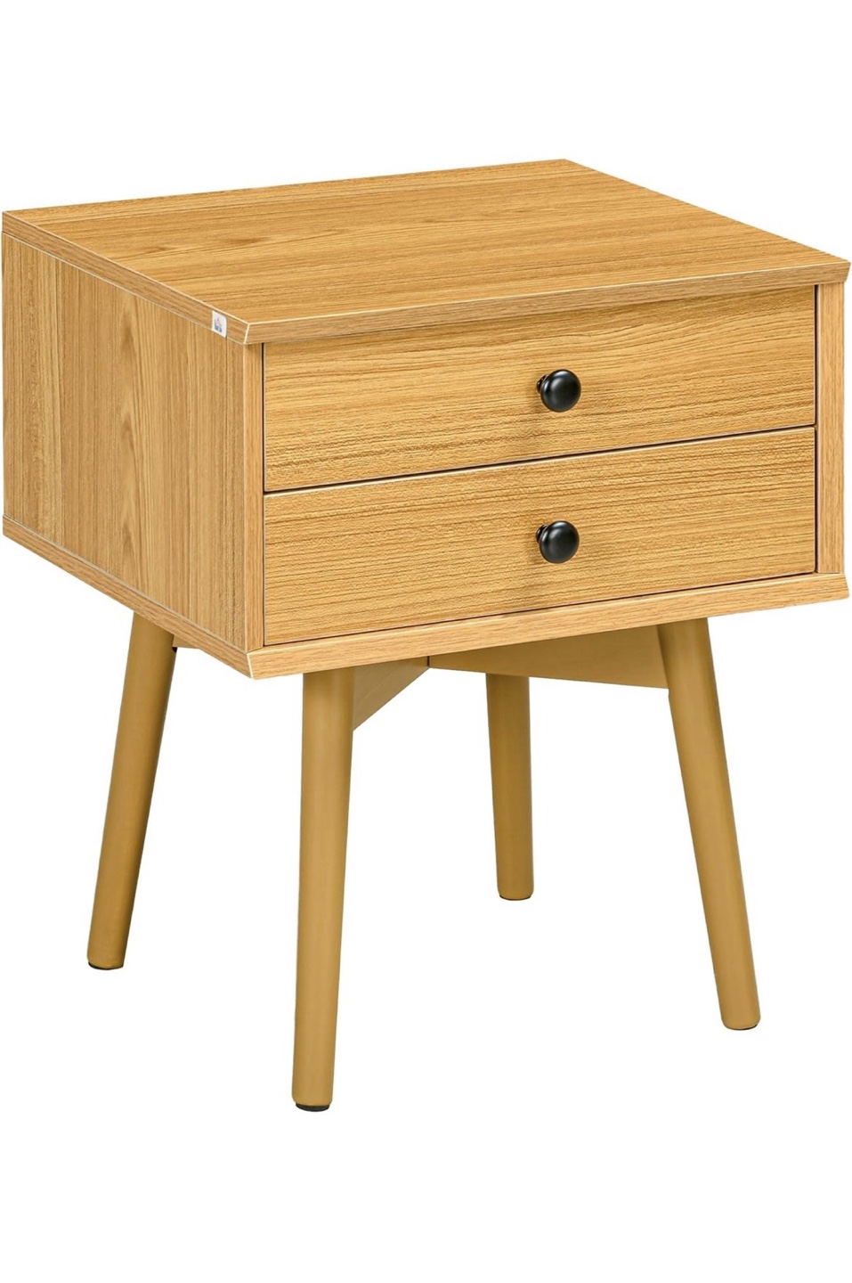 2 Mid-Century Modern Nightstand with Two Drawers