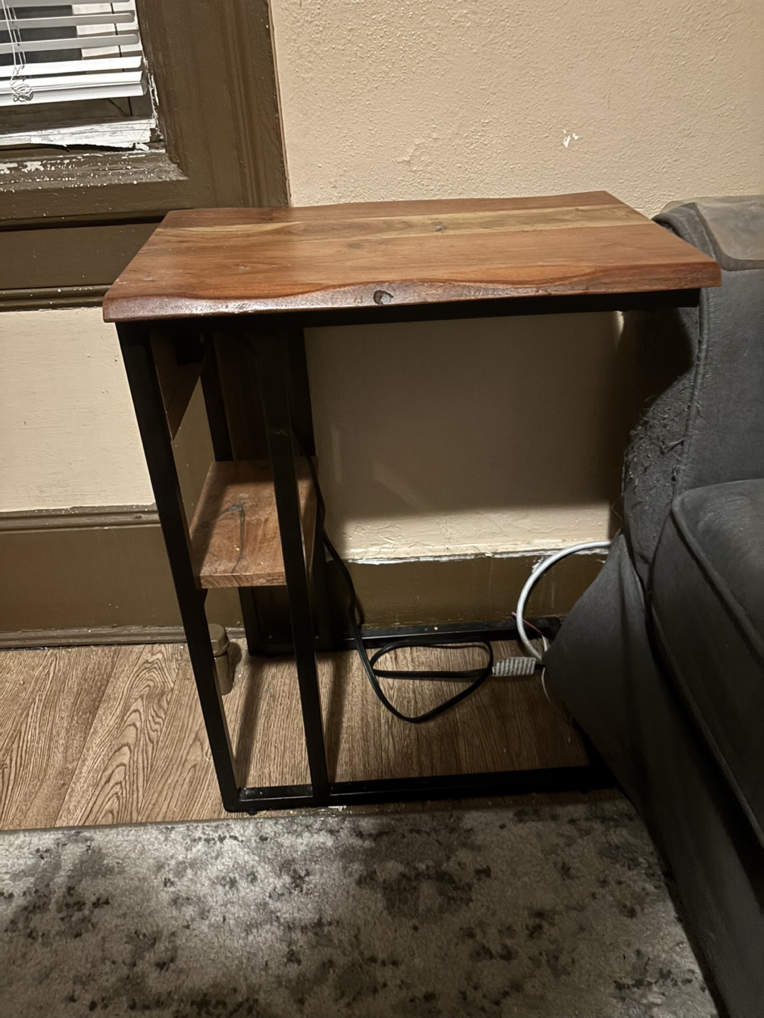 Industrial Style End Table with Outlets