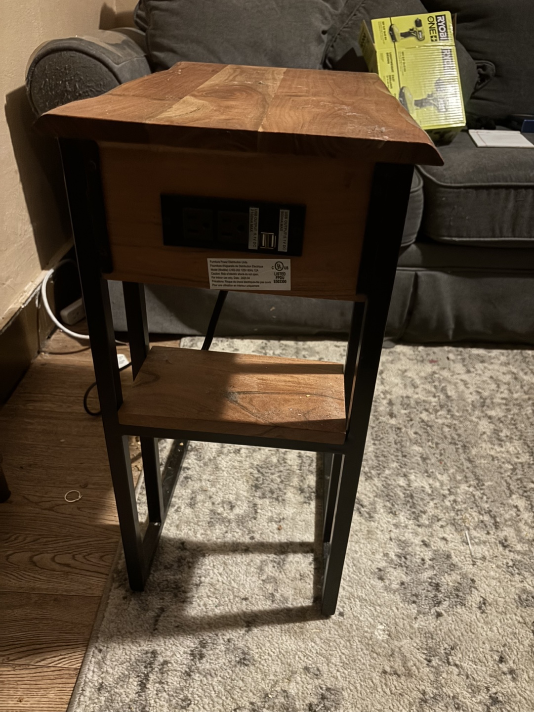 Industrial Style End Table with Outlets - photo 2