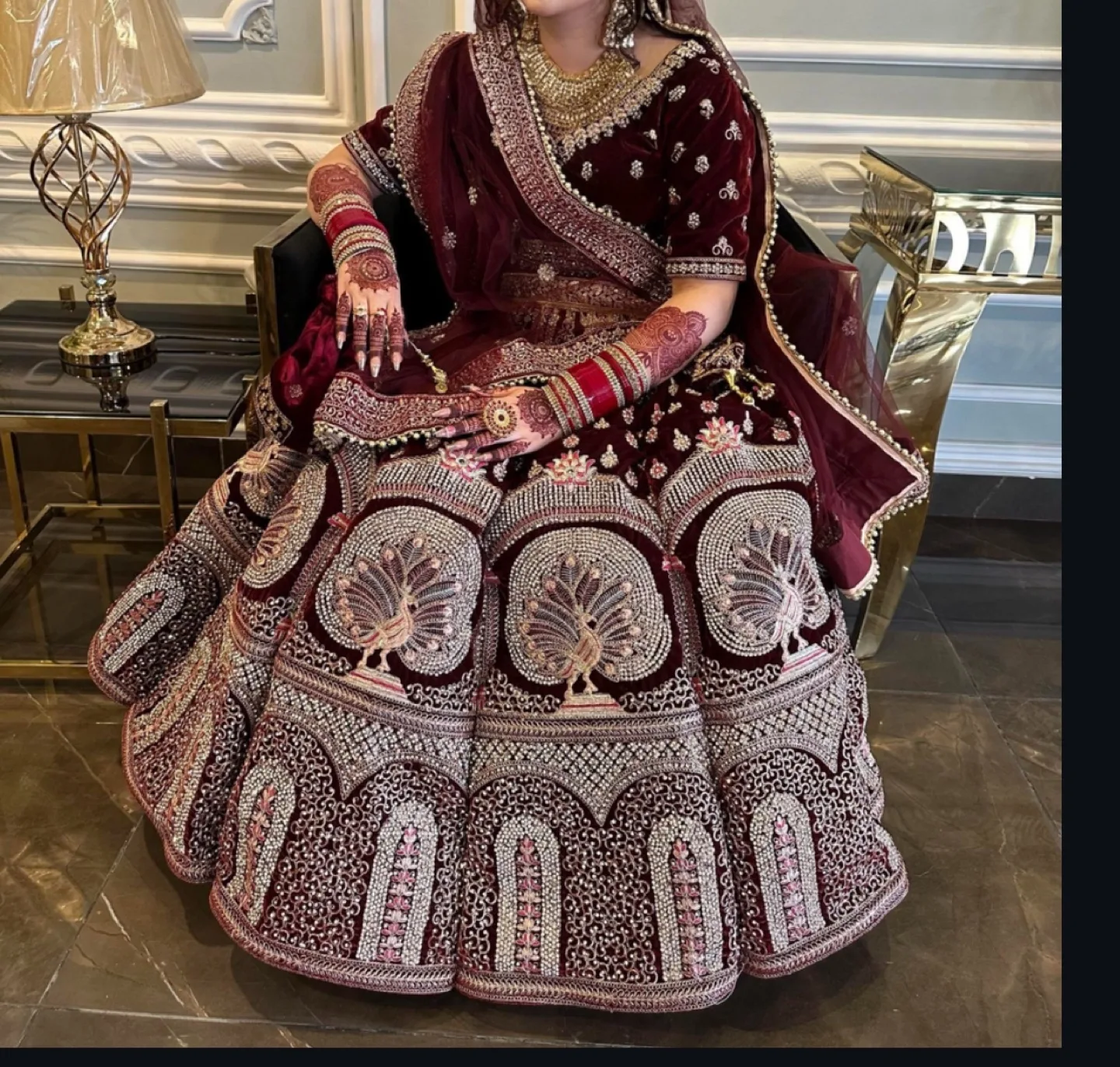 Gorgeous Maroon Bridal Lehenga image indicator(2)