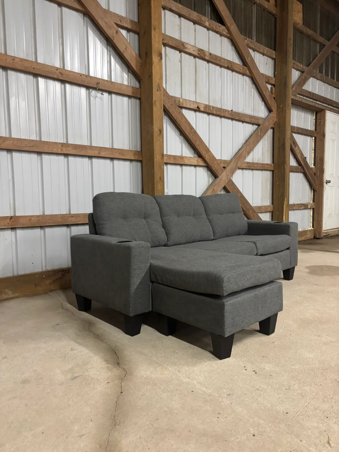 Grey Sectional Sofa with Cup Holders image indicator(2)