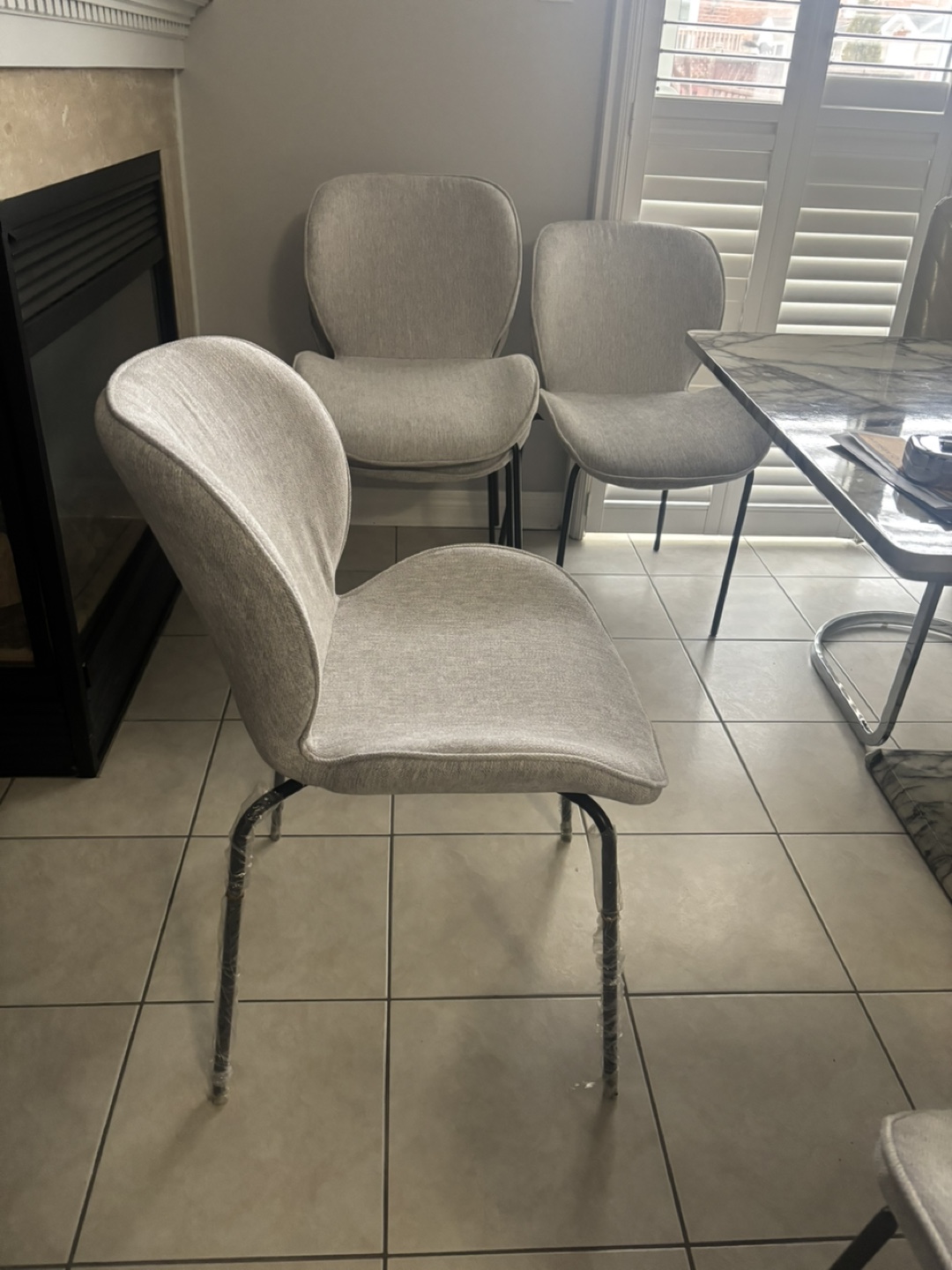 Set of 6 grey dining chairs