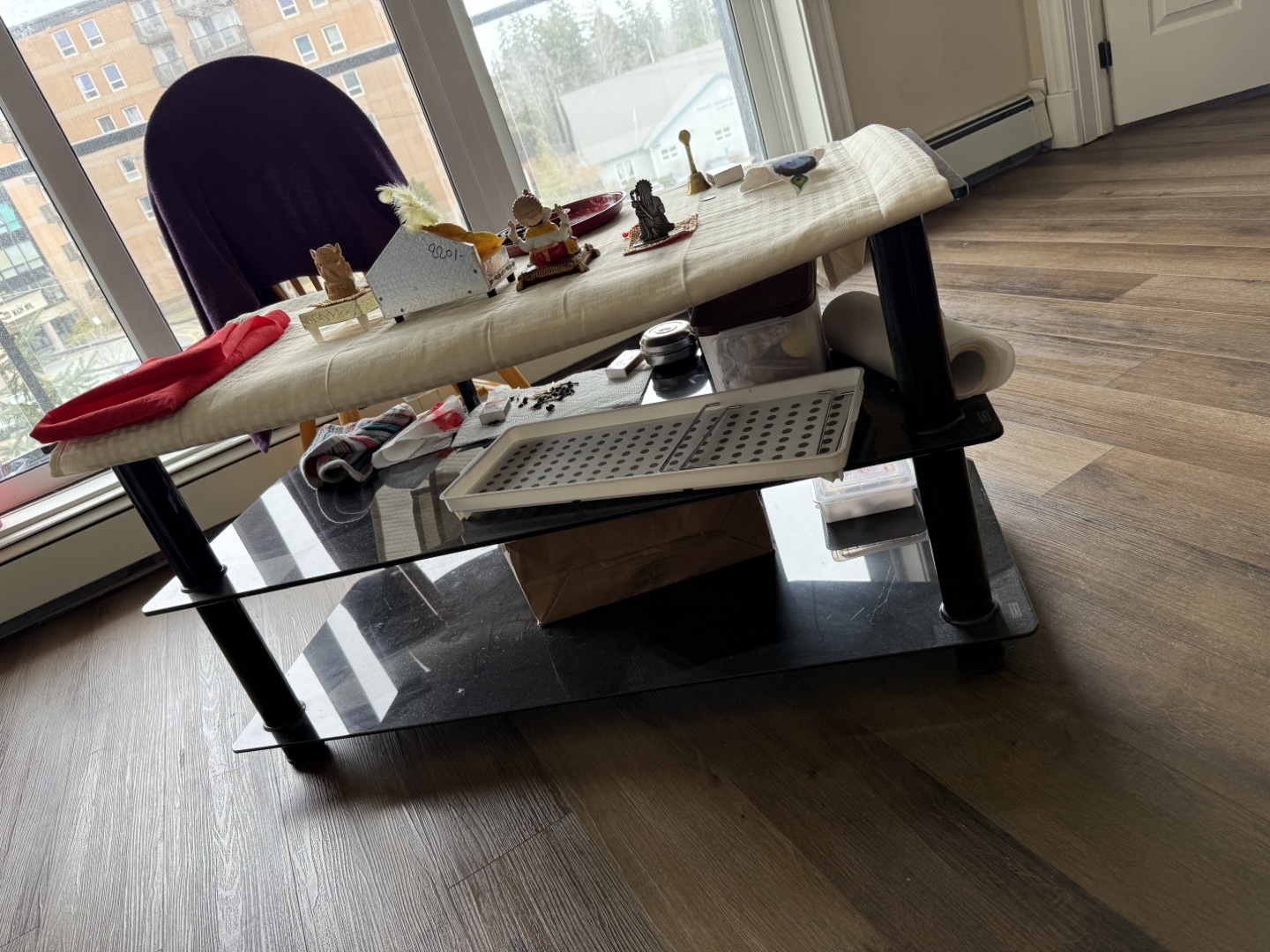Black Glass Two-Tier Coffee Table