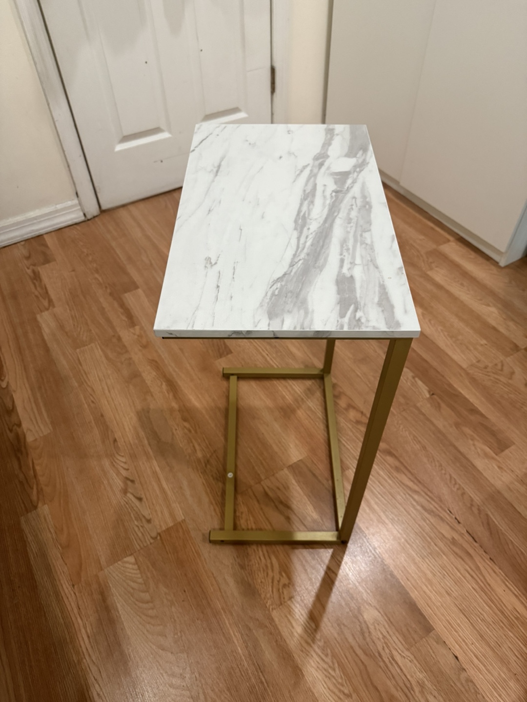 Gold Metal Frame Side Table with Marble Top - photo 5