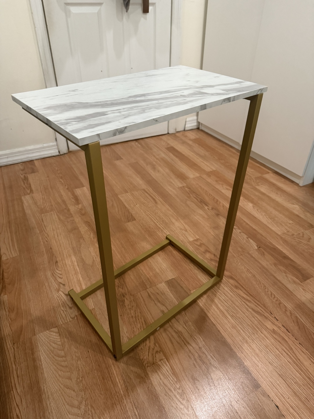 Gold Metal Frame Side Table with Marble Top - photo 4