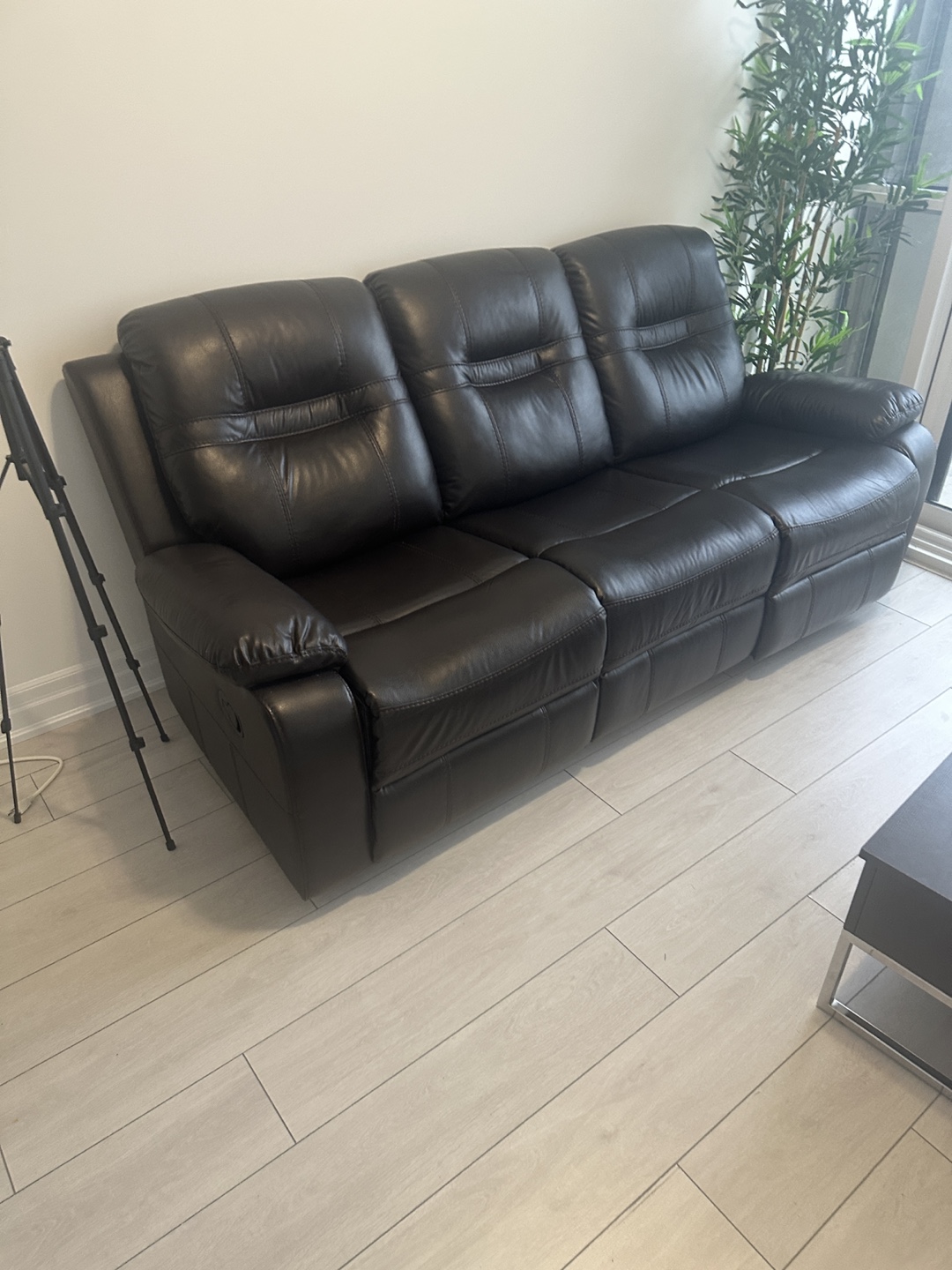 Brown Leather Reclining Sofa
