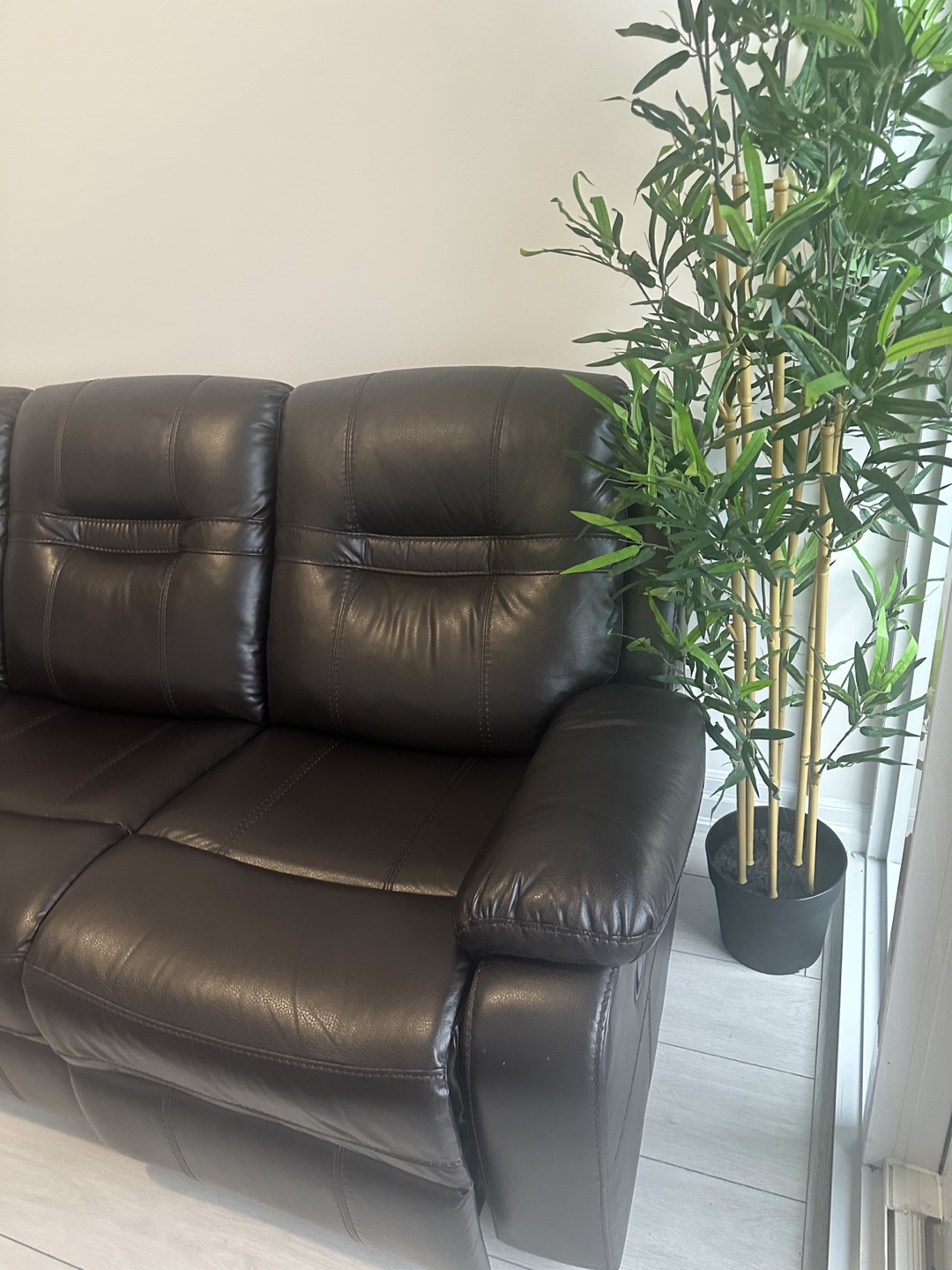 Brown Leather Reclining Sofa - photo 5