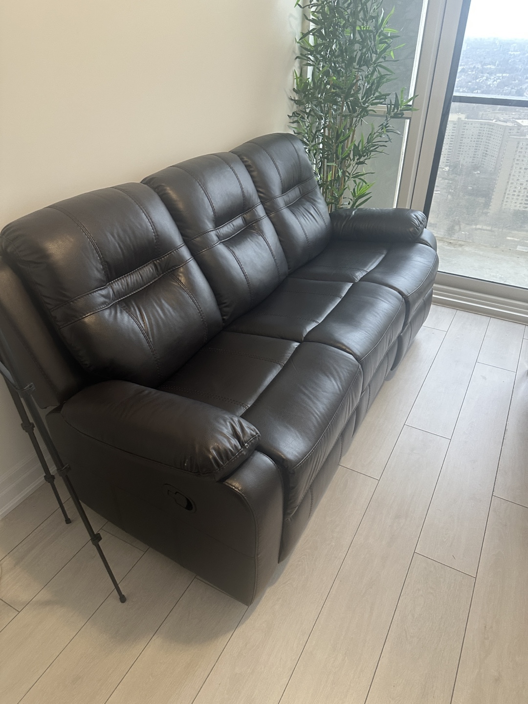 Brown Leather Reclining Sofa - photo 2