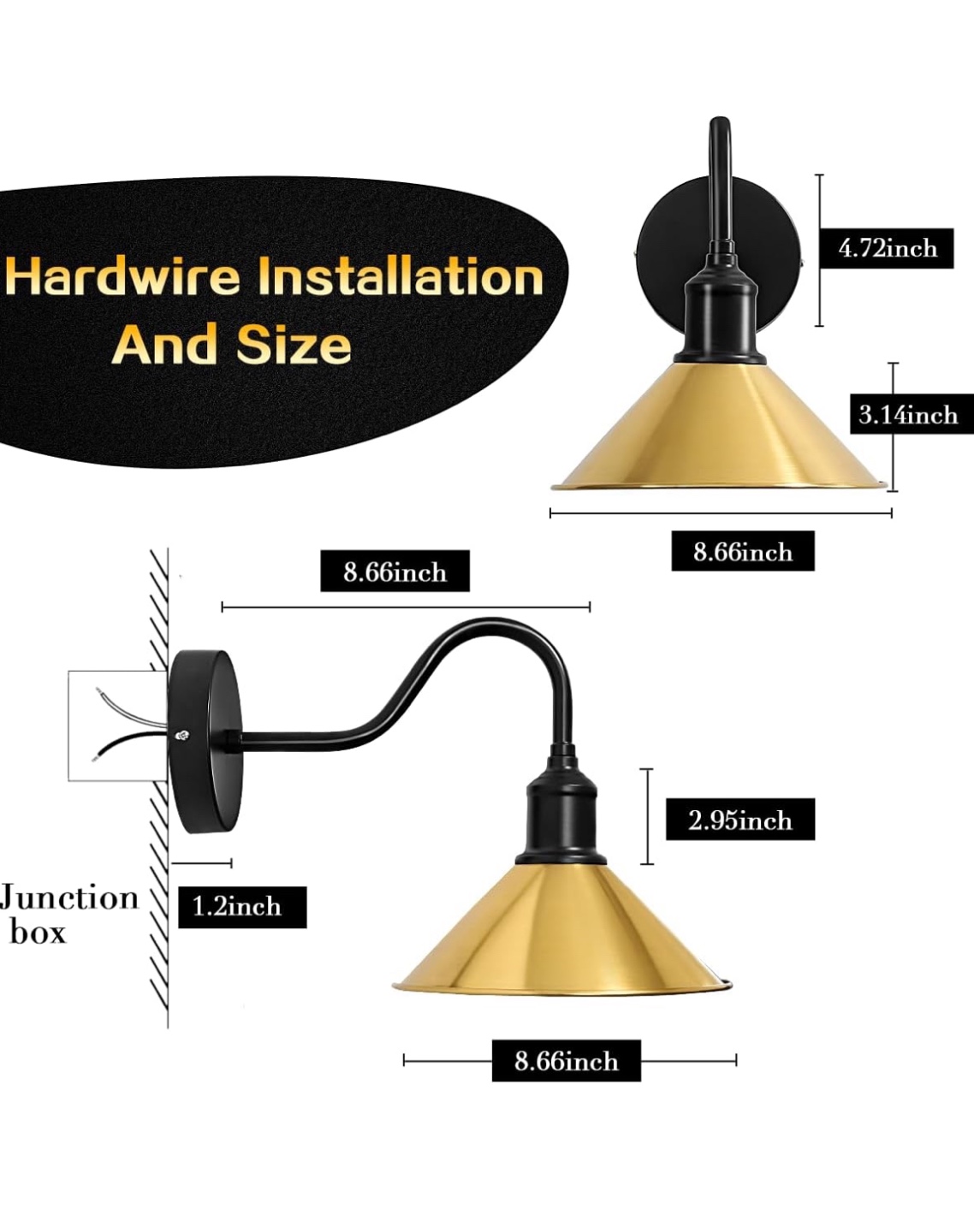 New Pair of Gold and Black Industrial Wall Sconces - photo 3